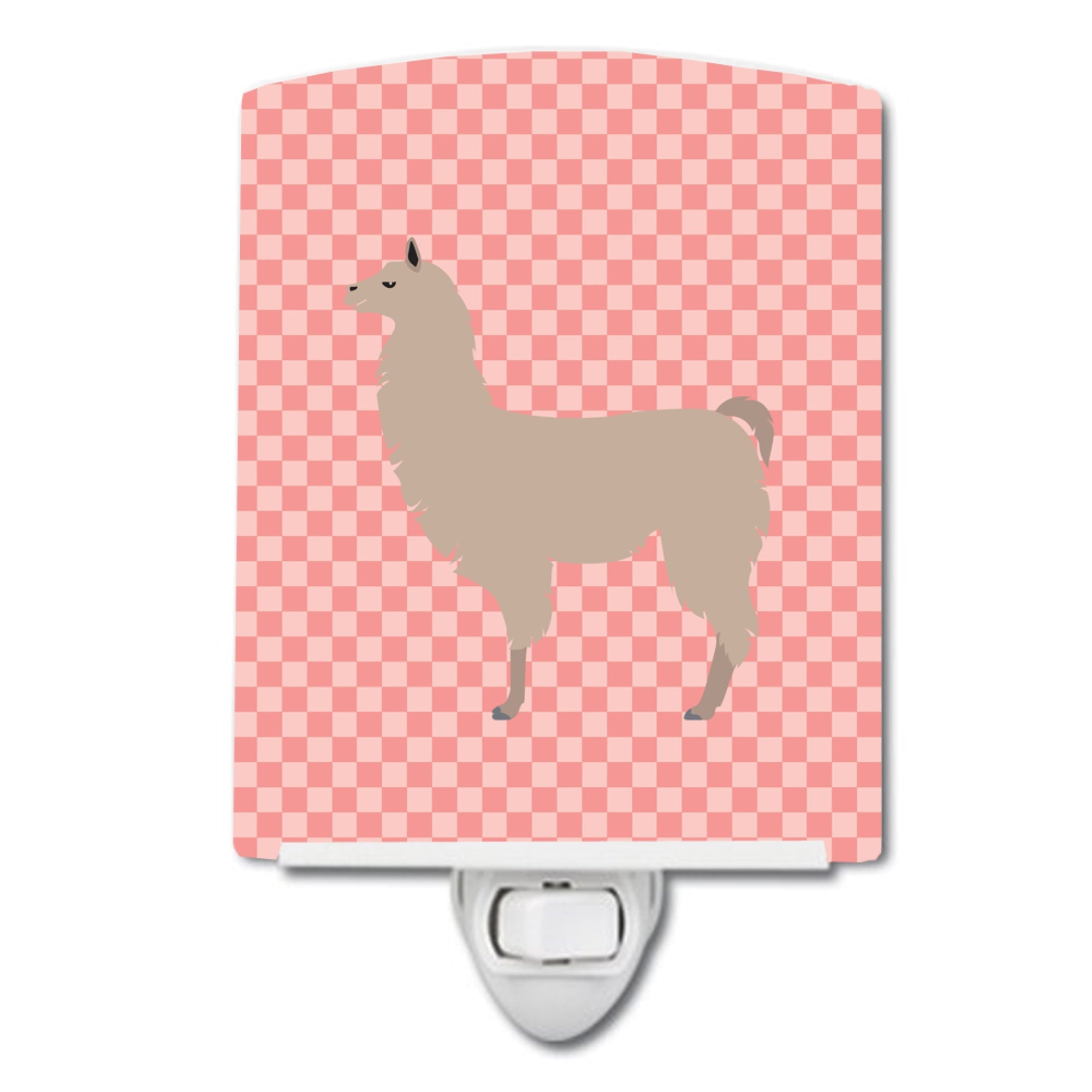  inchCarolines Treasures Llama Pink Check Ceramic Night Light, 6x4, Multicolor inch