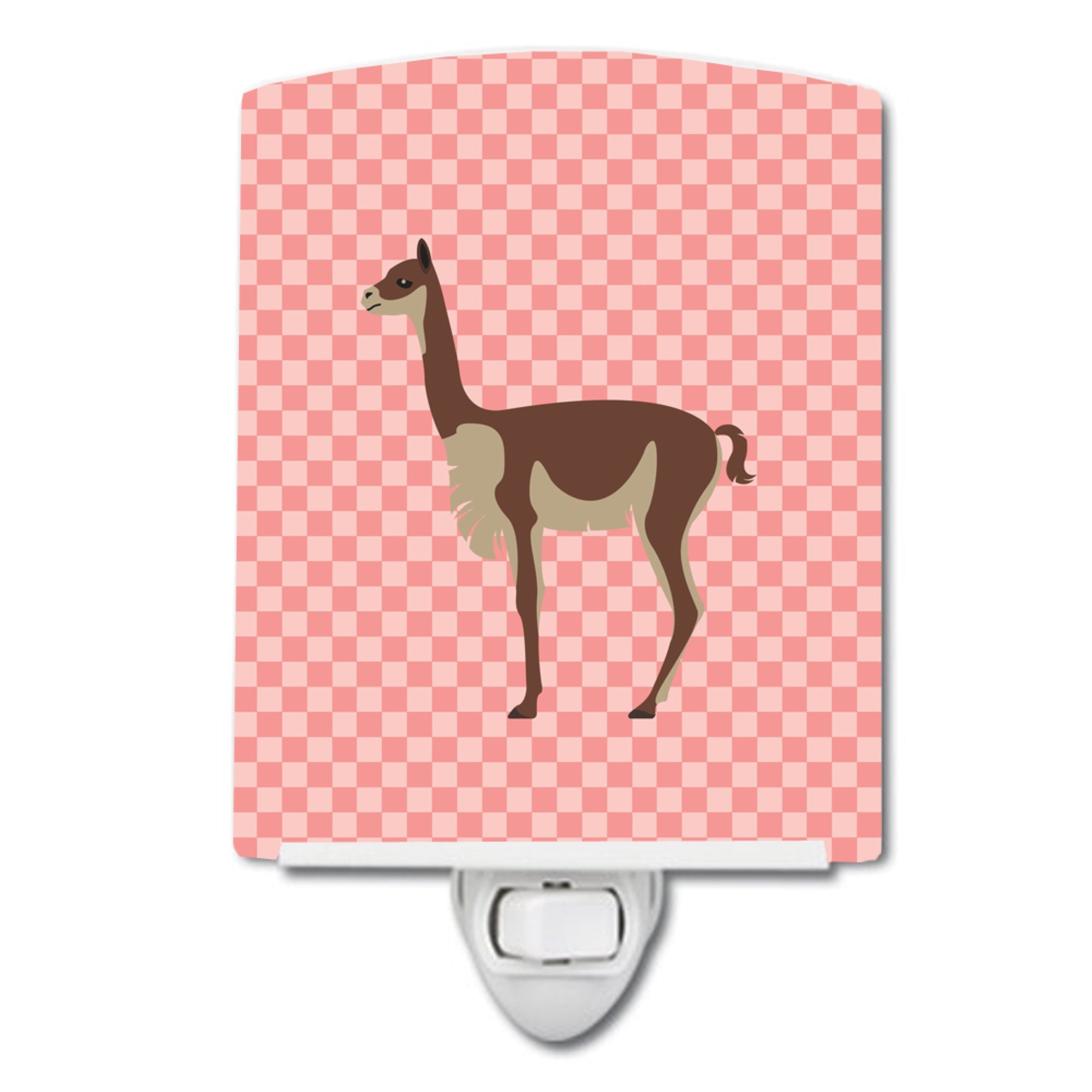  inchCarolines Treasures Vicugna or Vicuna Pink Check Ceramic Night Light, 6x4, Multicolor inch