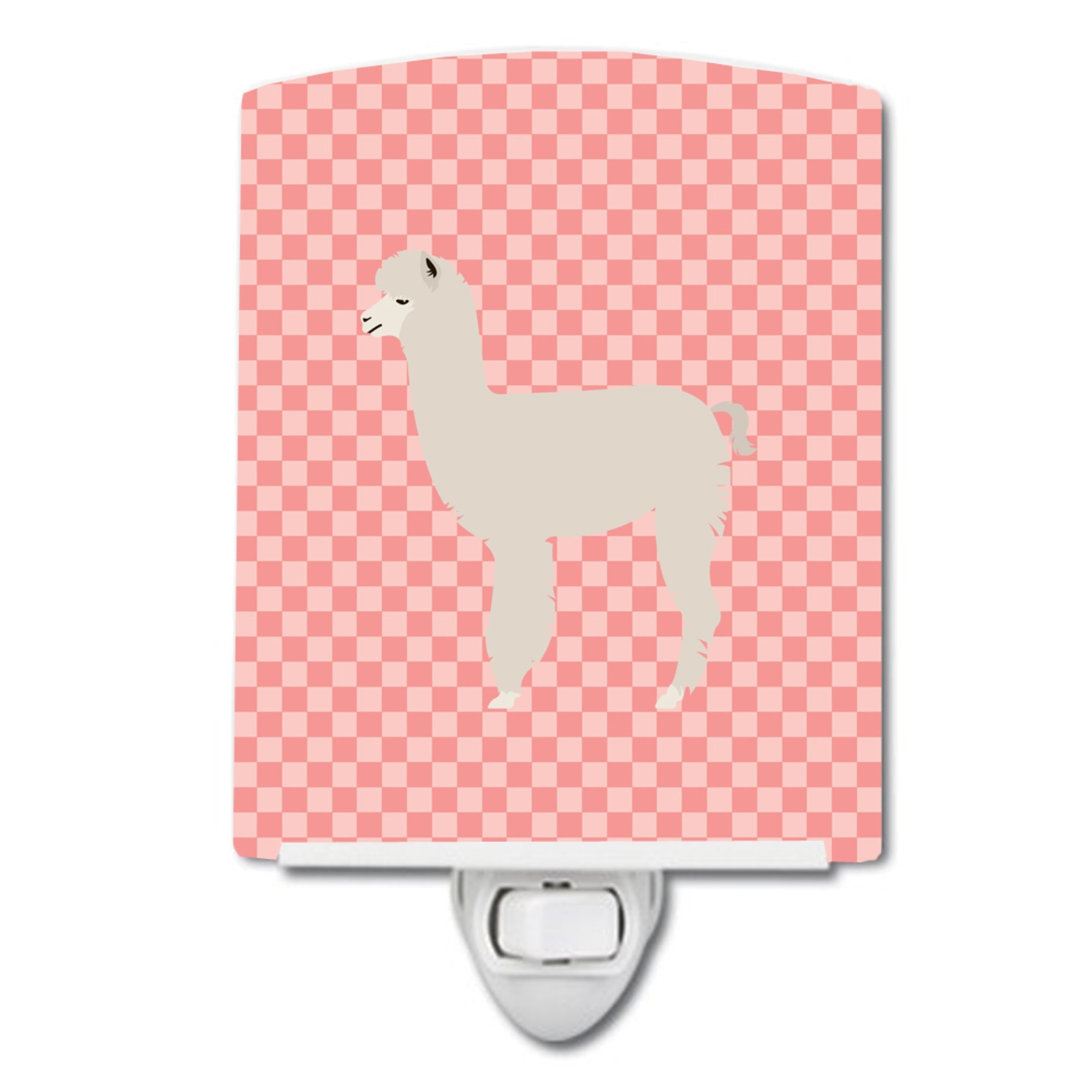  inchCarolines Treasures Alpaca Pink Check Ceramic Night Light, 6x4, Multicolor inch