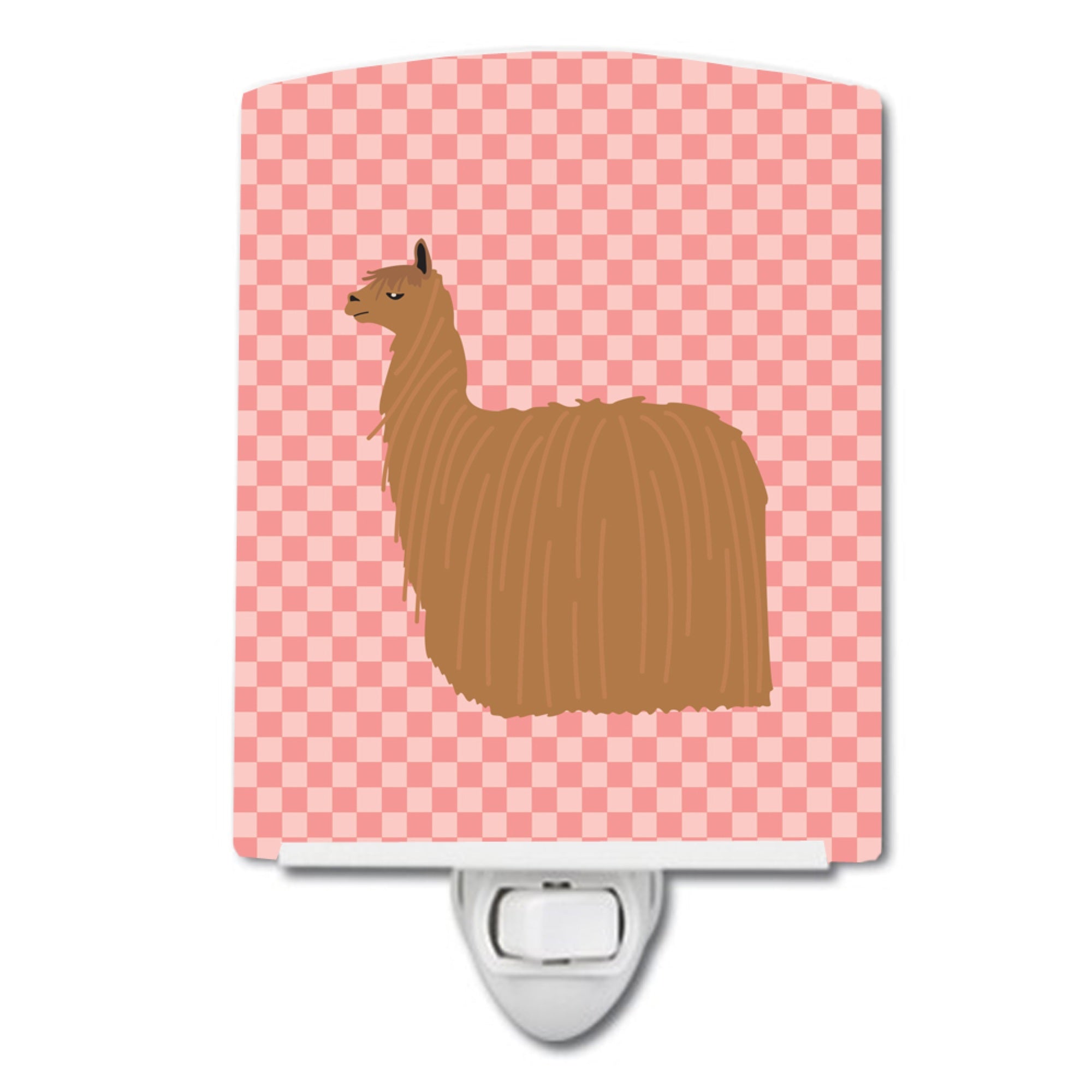  inchCarolines Treasures Alpaca Suri Pink Check Ceramic Night Light, 6x4, Multicolor inch