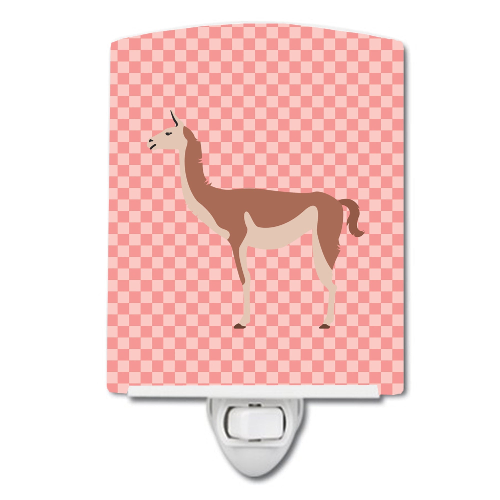  inchCarolines Treasures Guanaco Pink Check Ceramic Night Light, 6x4, Multicolor inch