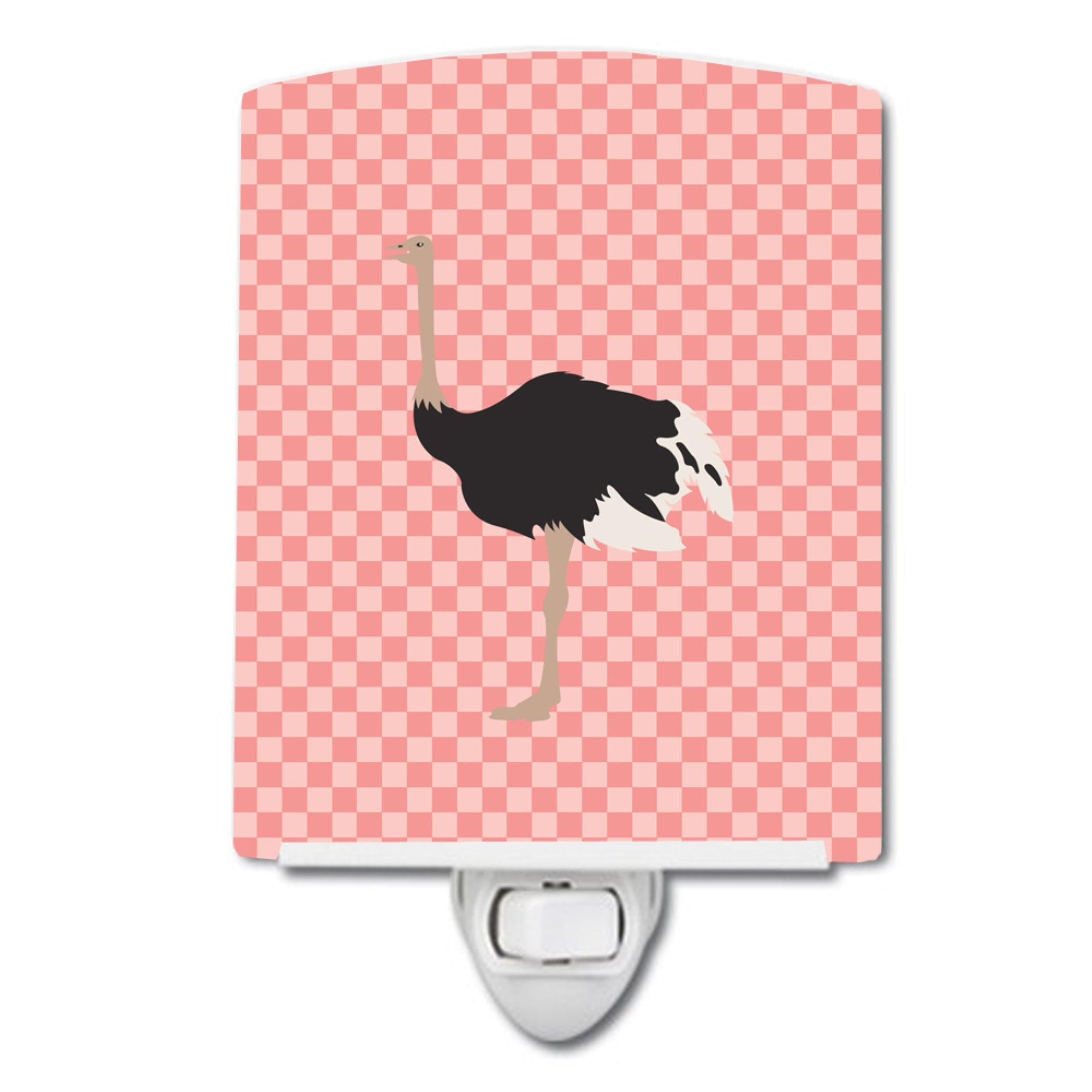  inchCarolines Treasures Common Ostrich Pink Check Ceramic Night Light, 6x4, Multicolor inch