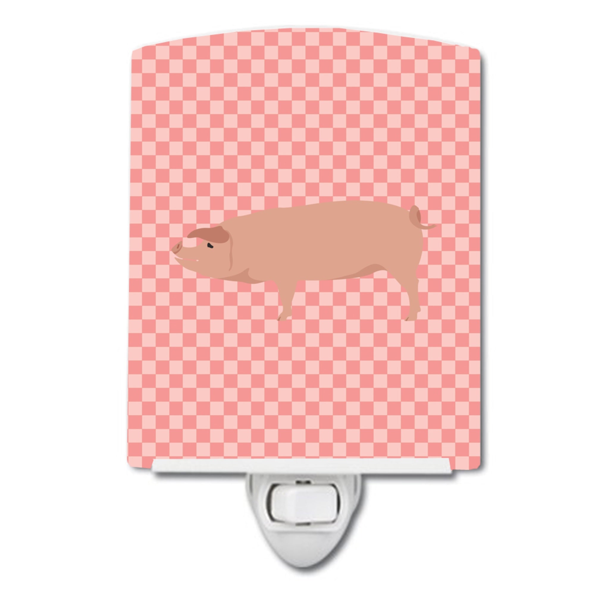  inchCarolines Treasures American Landrace Pig Pink Check Ceramic Night Light, 6x4, Multicolor inch