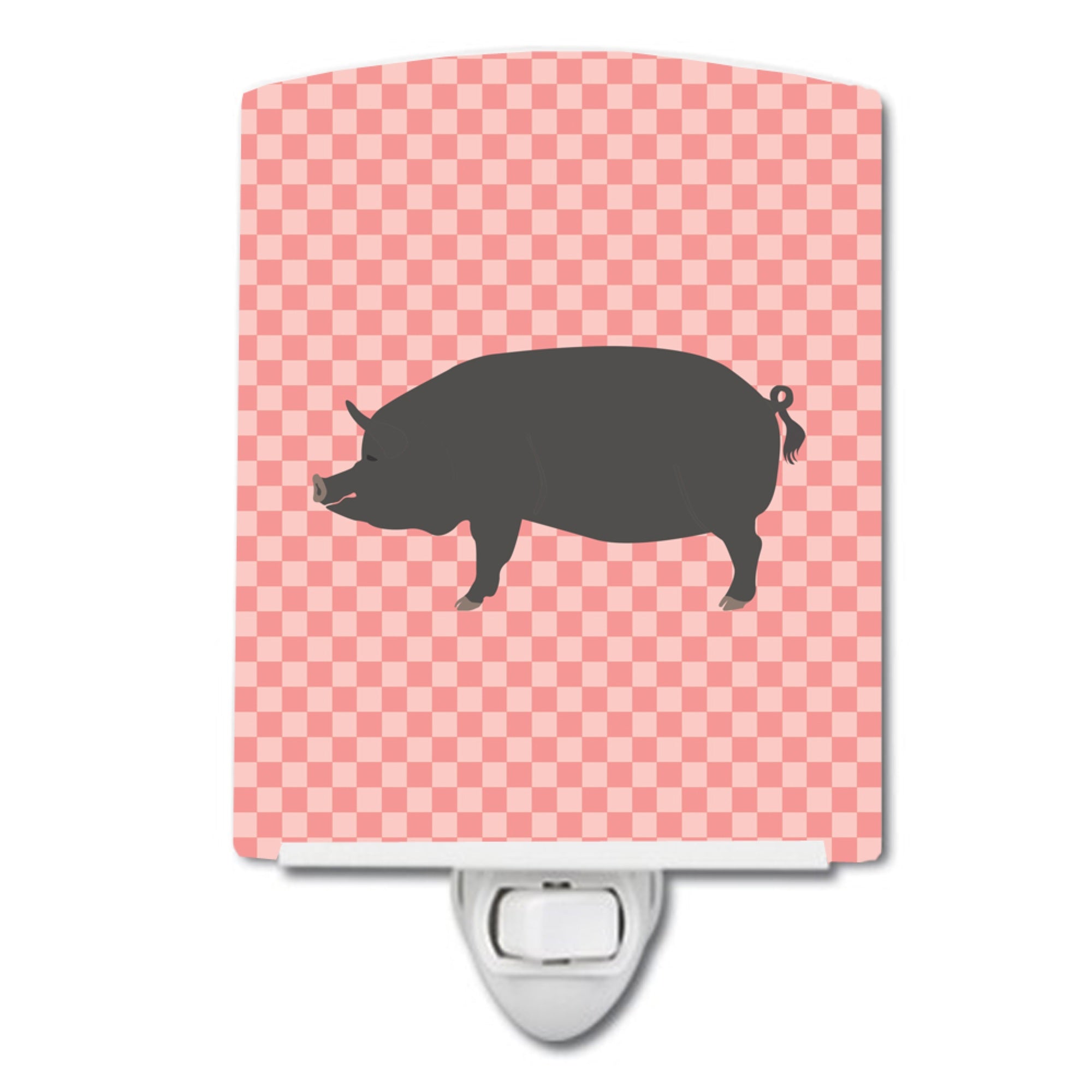  inchCarolines Treasures Berkshire Pig Pink Check Ceramic Night Light, 6x4, Multicolor inch