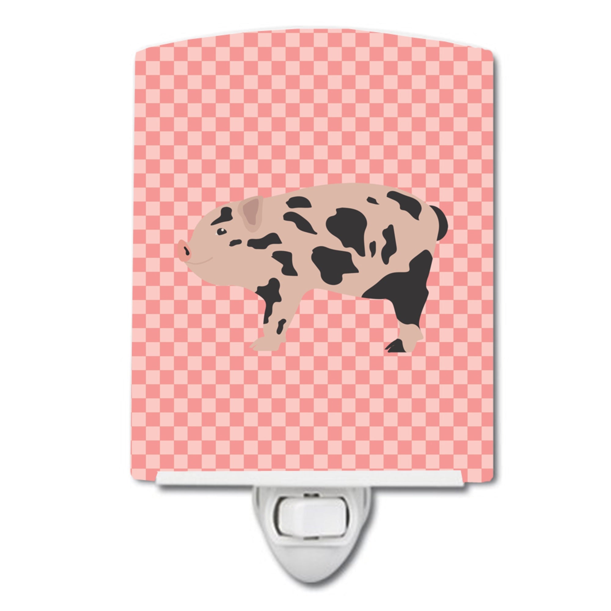  inchCarolines Treasures Mini Miniature Pig Pink Check Ceramic Night Light, 6x4, Multicolor inch