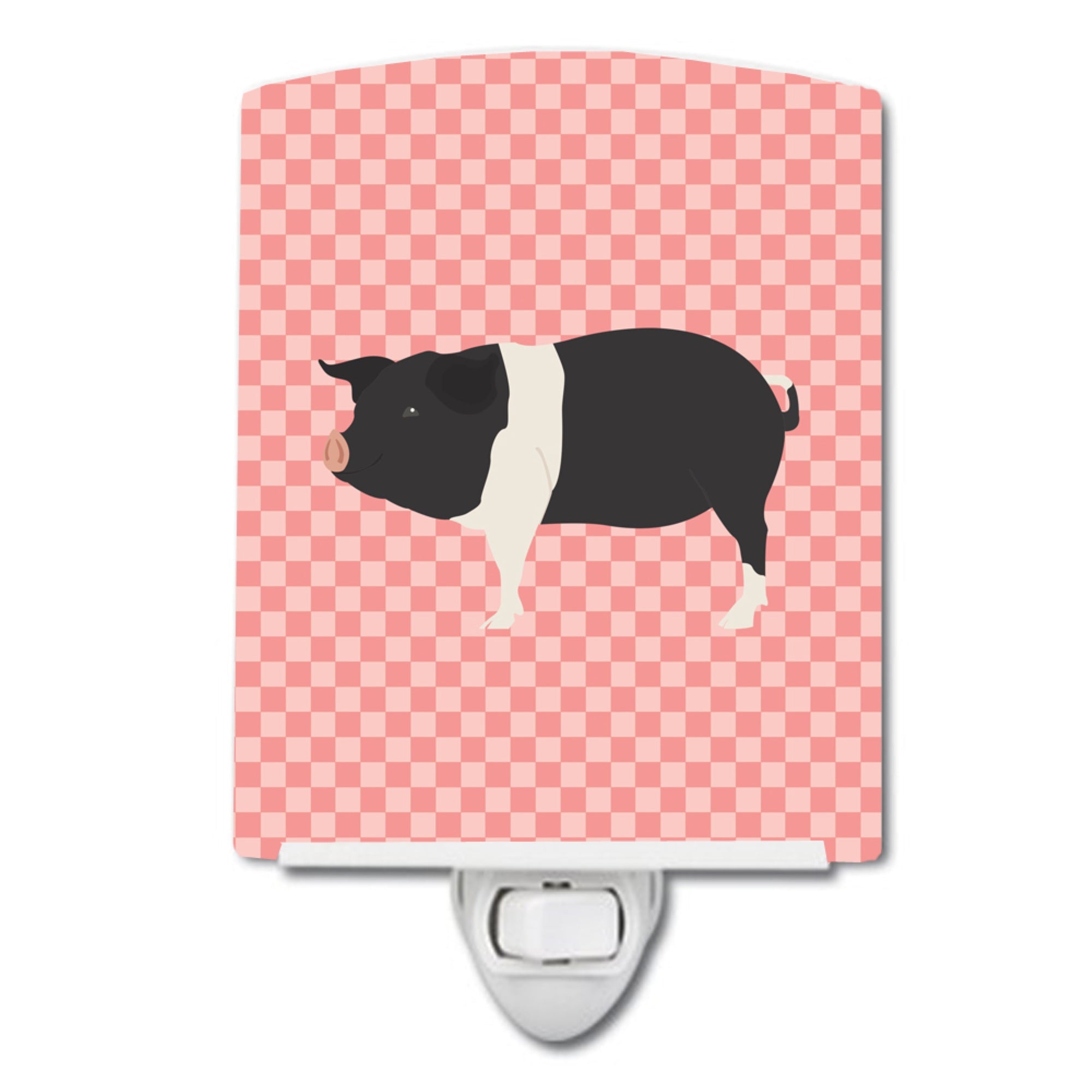  inchCarolines Treasures Hampshire Pig Pink Check Ceramic Night Light, 6x4, Multicolor inch