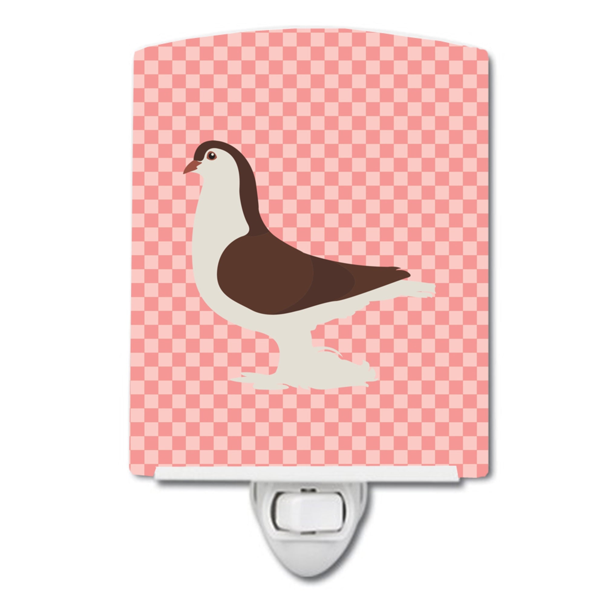  inchCarolines Treasures Large Pigeon Pink Check Ceramic Night Light, 6x4, Multicolor inch