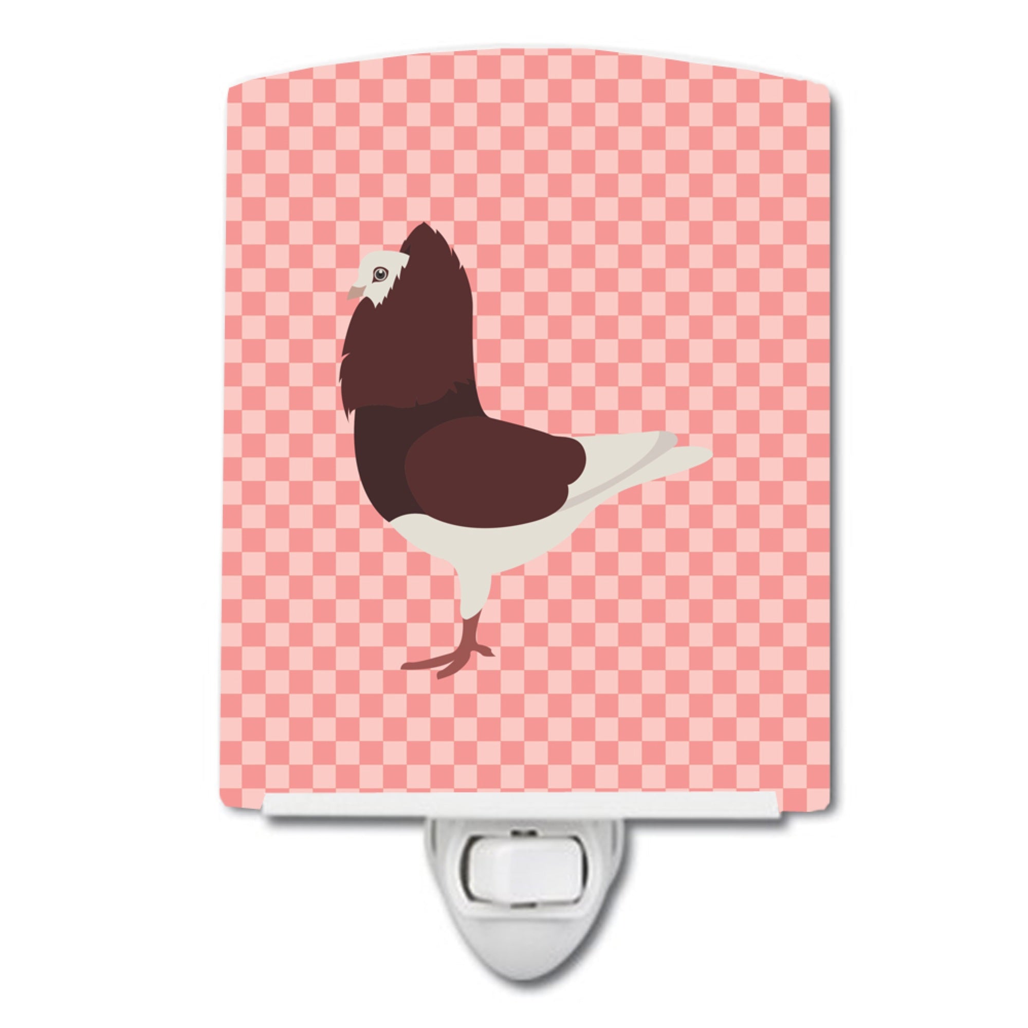  inchCarolines Treasures Capuchin Red Pigeon Pink Check Ceramic Night Light, 6x4, Multicolor inch