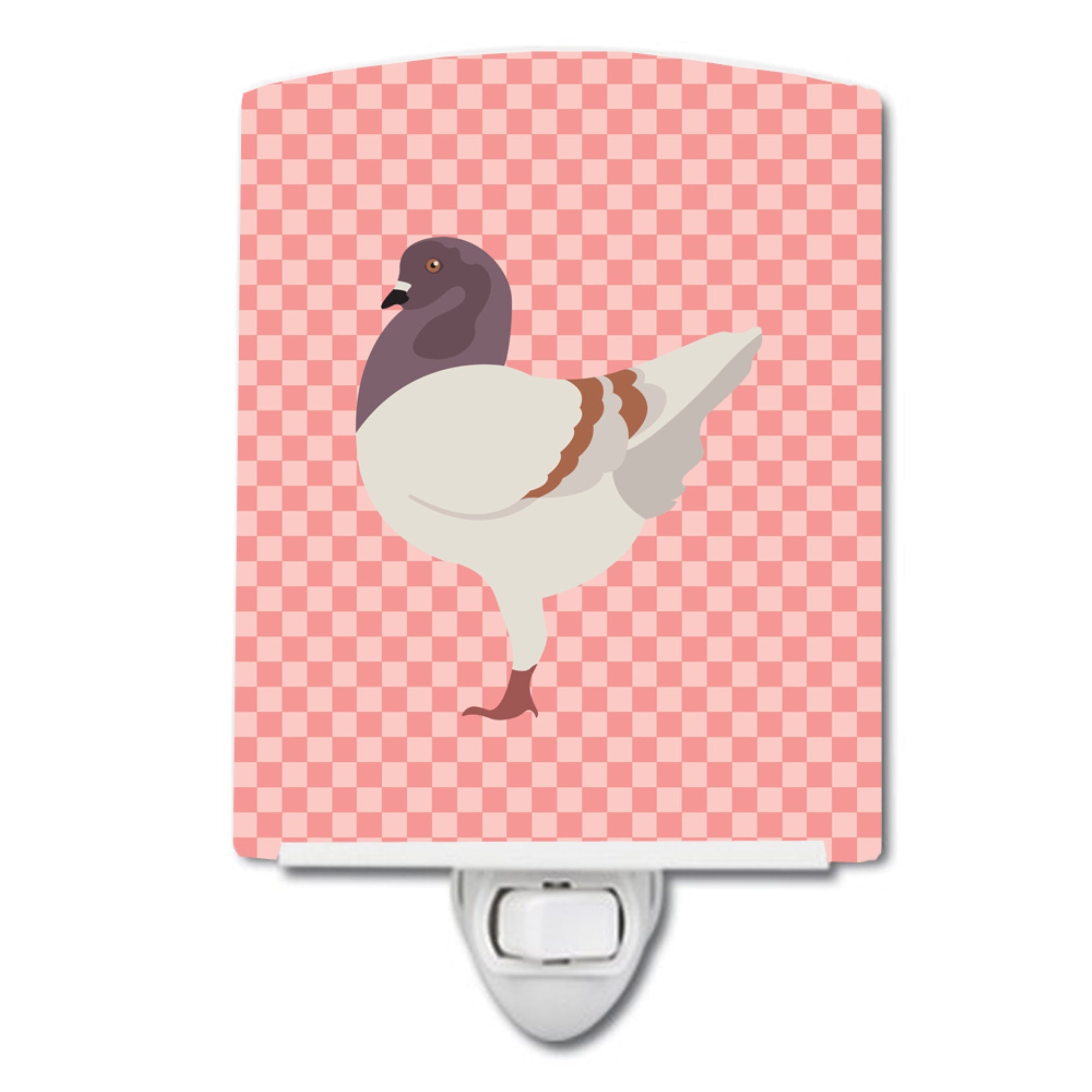  inchCarolines Treasures German Modena Pigeon Pink Check Ceramic Night Light, 6x4, Multicolor inch