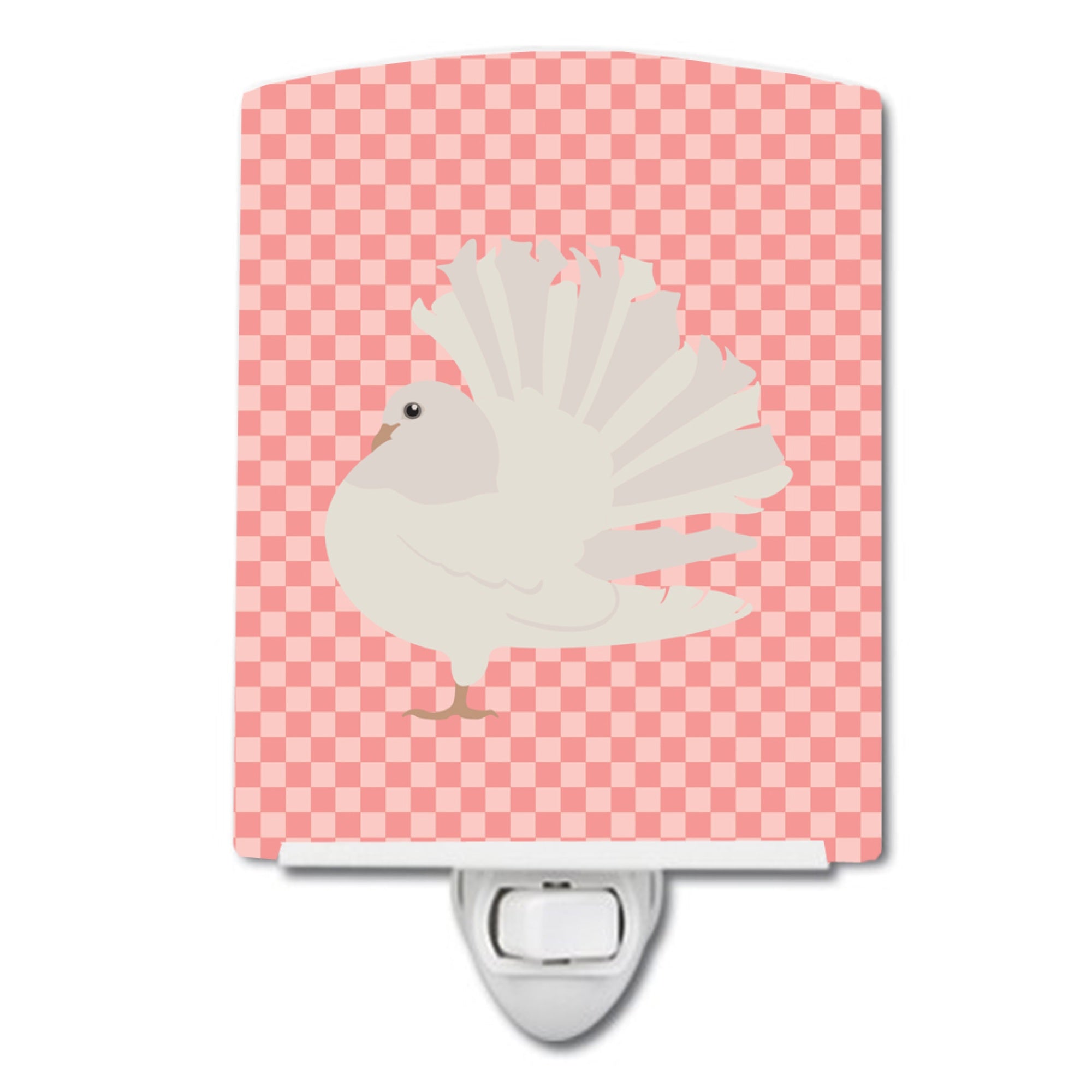  inchCarolines Treasures Silver Fantail Pigeon Pink Check Ceramic Night Light, 6x4, Multicolor inch