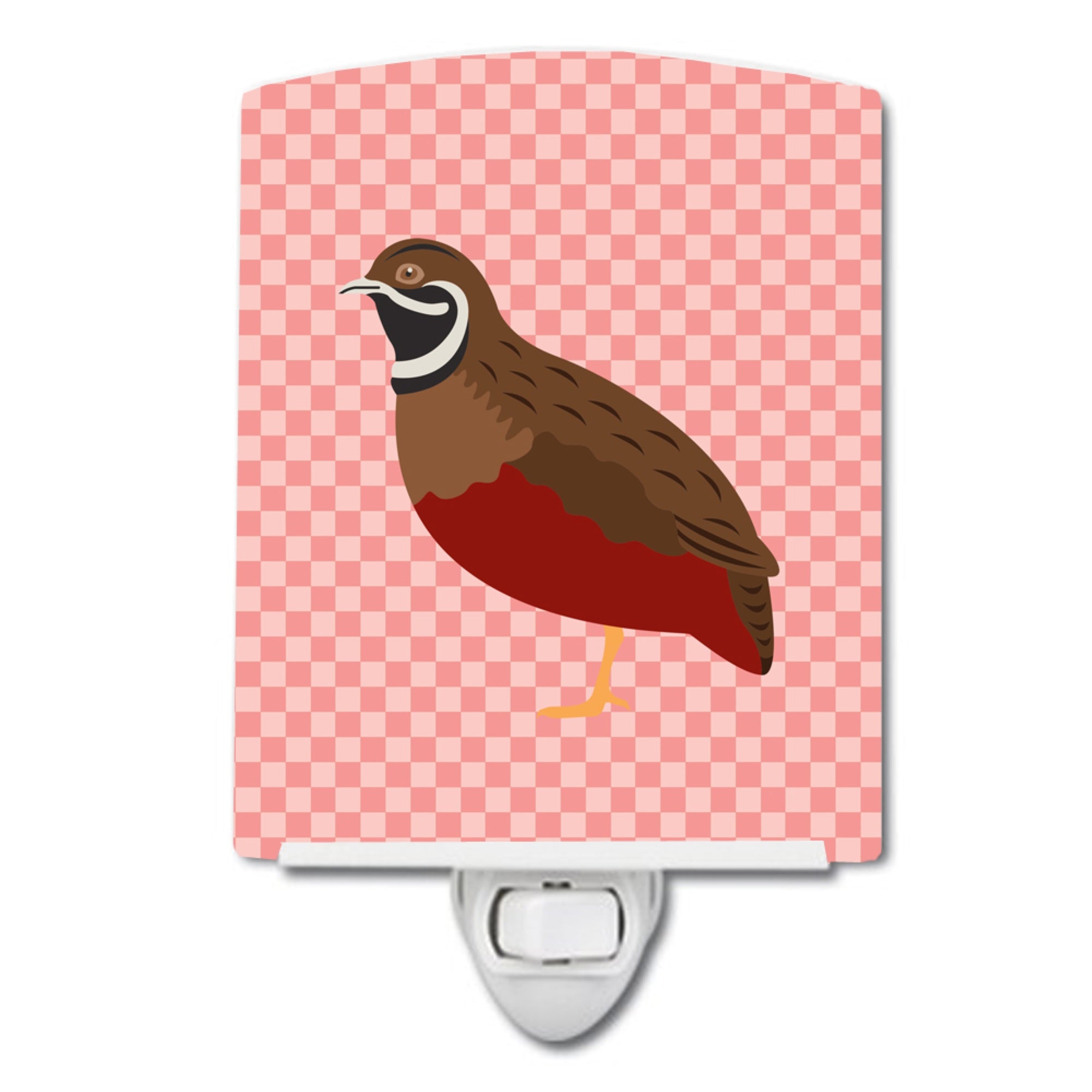  inchCarolines Treasures Chinese Painted or King Quail Pink Check Ceramic Night Light, 6x4, Multicolor inch