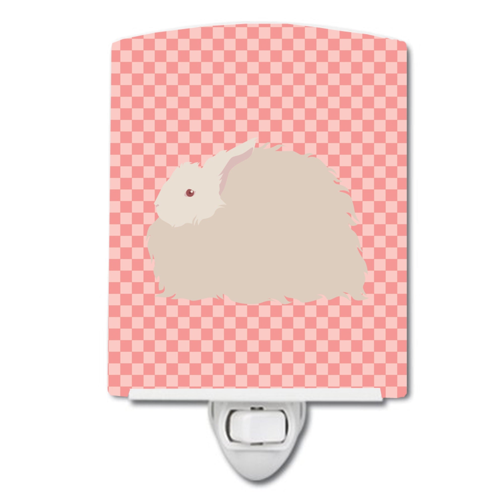  inchCarolines Treasures Fluffy Angora Rabbit Pink Check Ceramic Night Light, 6x4, Multicolor inch