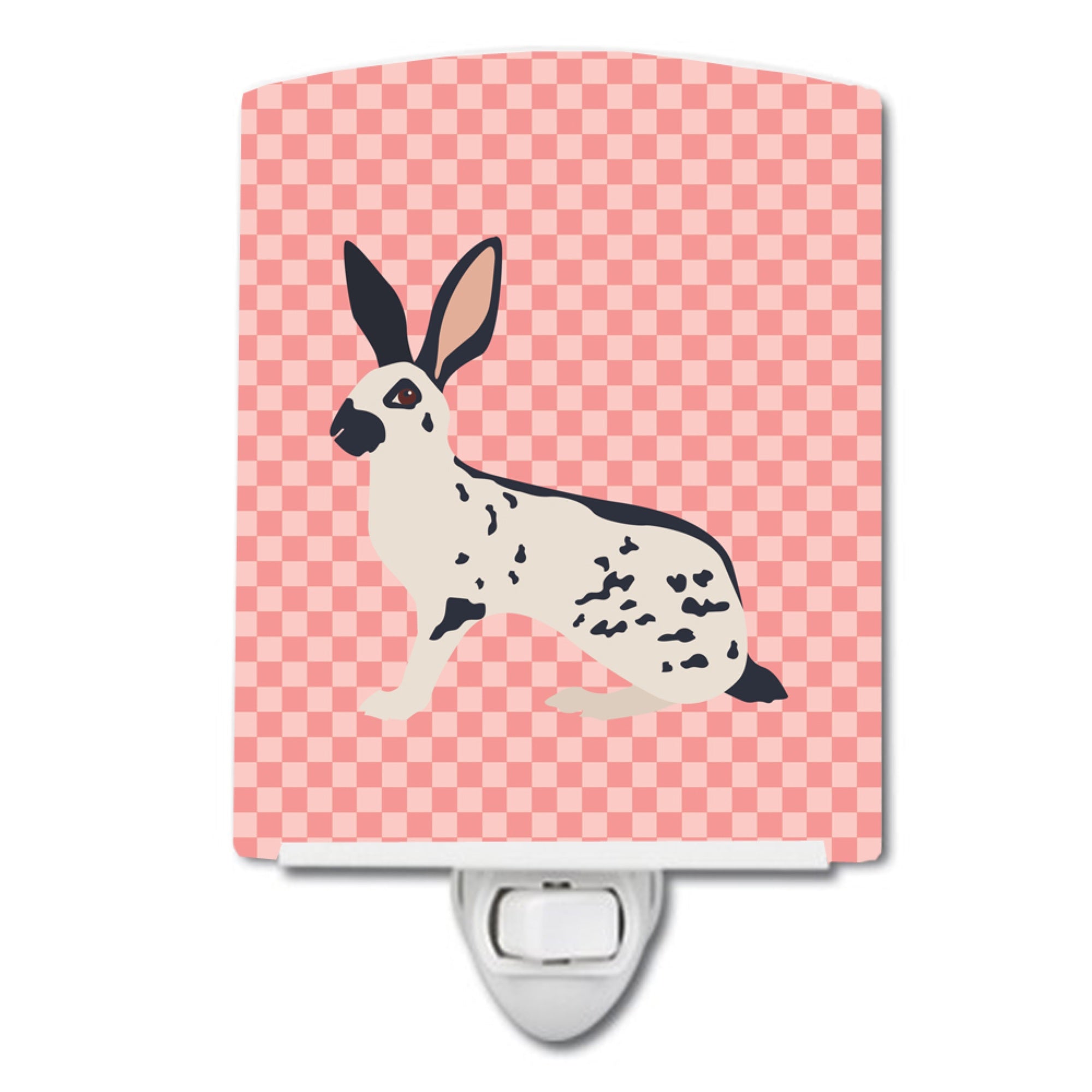  inchCarolines Treasures English Spot Rabbit Pink Check Ceramic Night Light, 6x4, Multicolor inch
