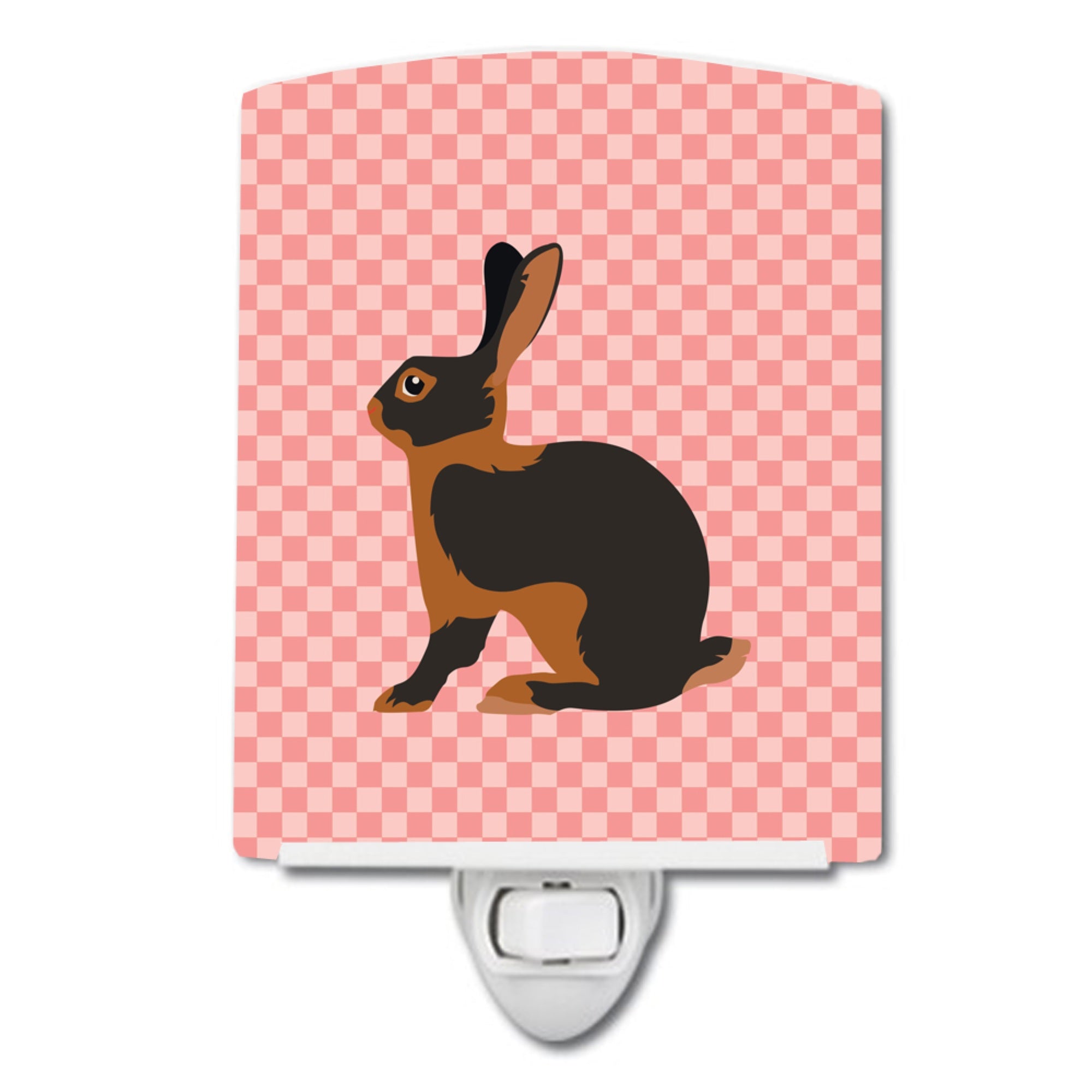  inchCarolines Treasures Tan Rabbit Pink Check Ceramic Night Light, 6x4, Multicolor inch