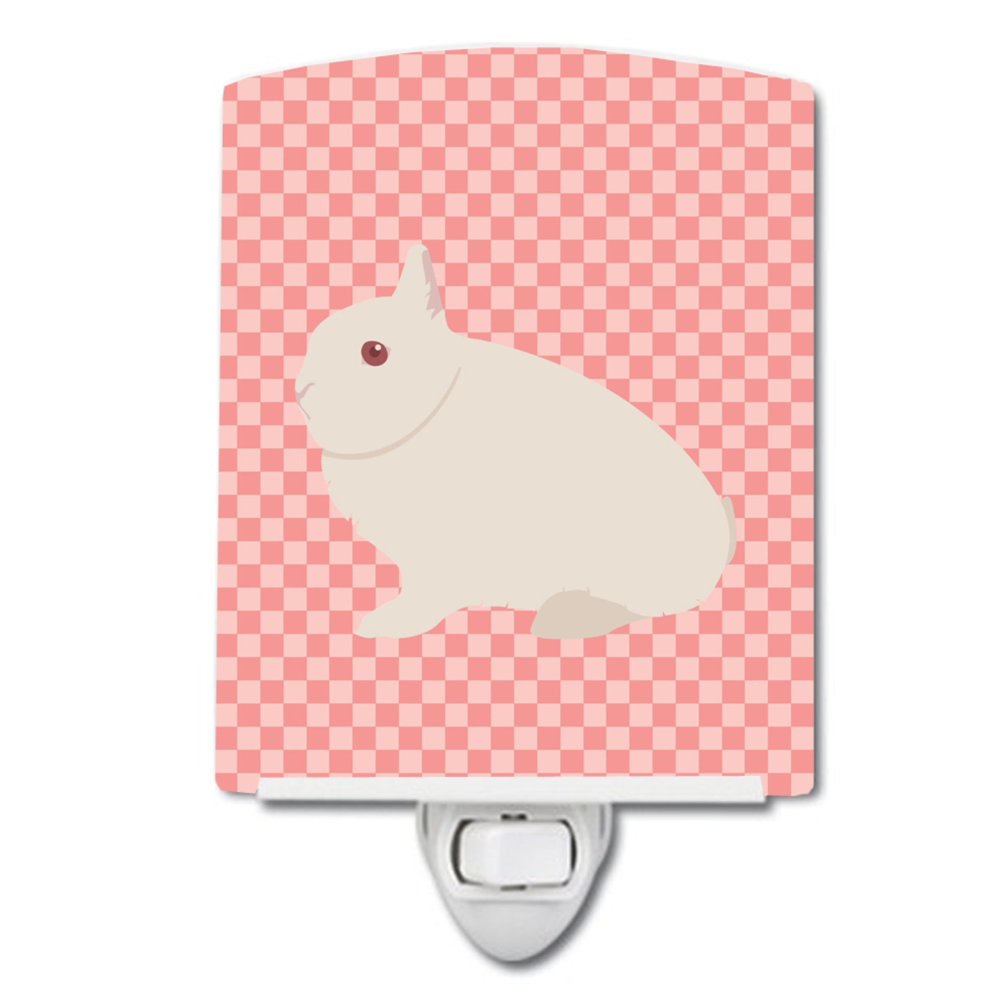  inchCarolines Treasures Hermelin Rabbit Pink Check Ceramic Night Light, 6x4, Multicolor inch