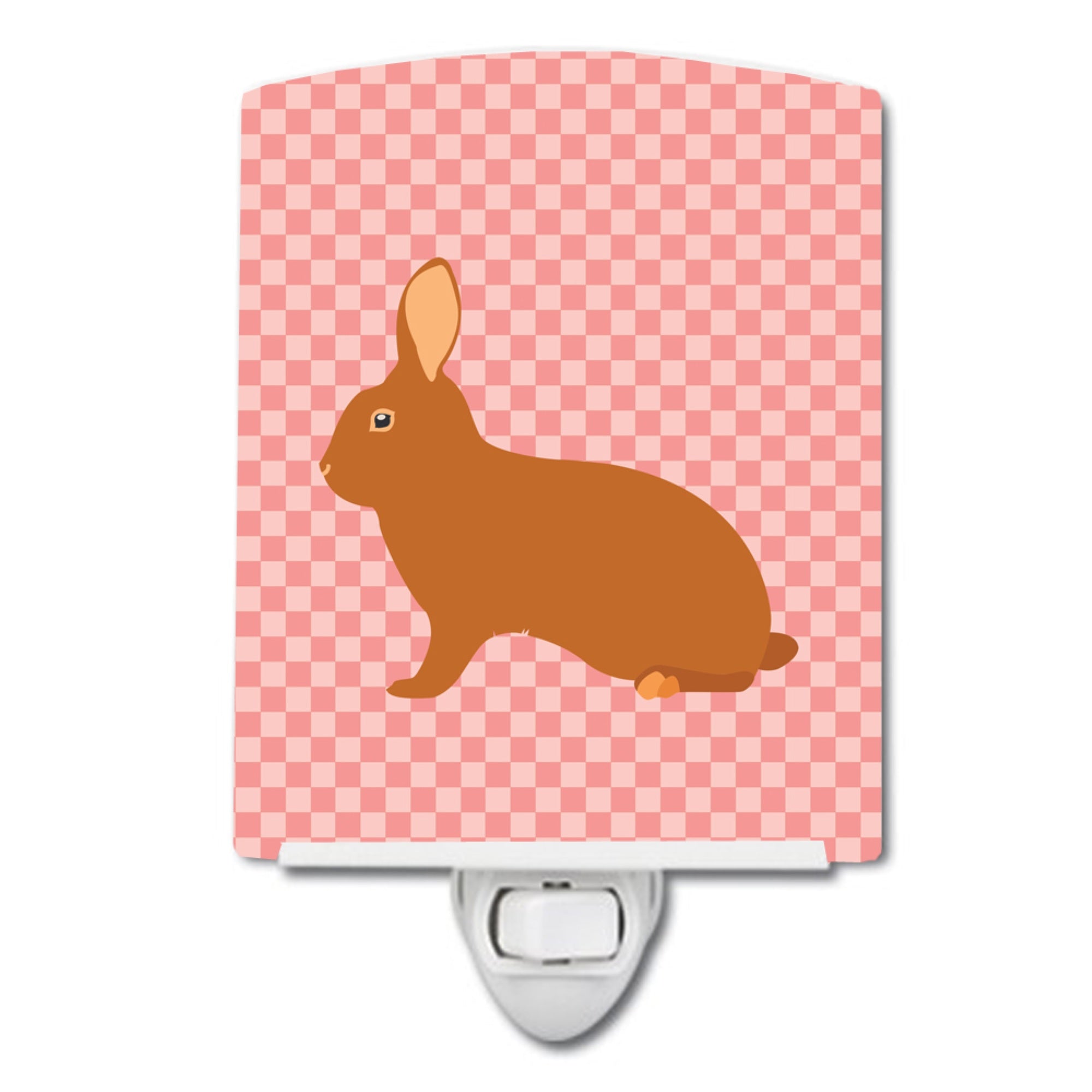  inchCarolines Treasures Rex Rabbit Pink Check Ceramic Night Light, 6x4, Multicolor inch