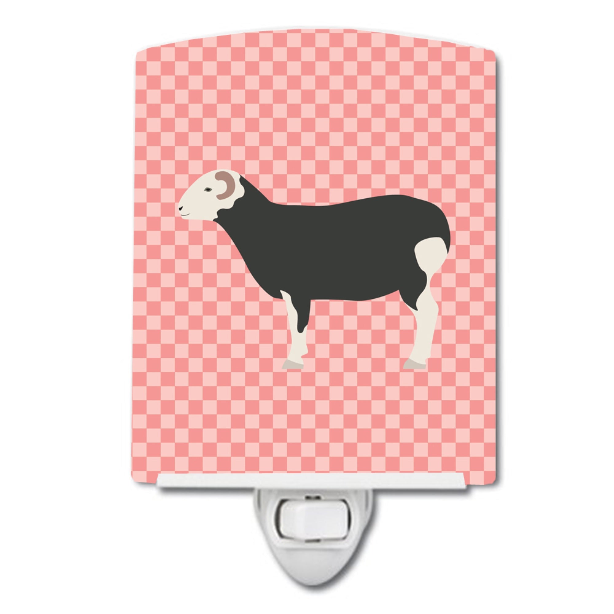  inchCarolines Treasures Herwick Sheep Pink Check Ceramic Night Light, 6x4, Multicolor inch