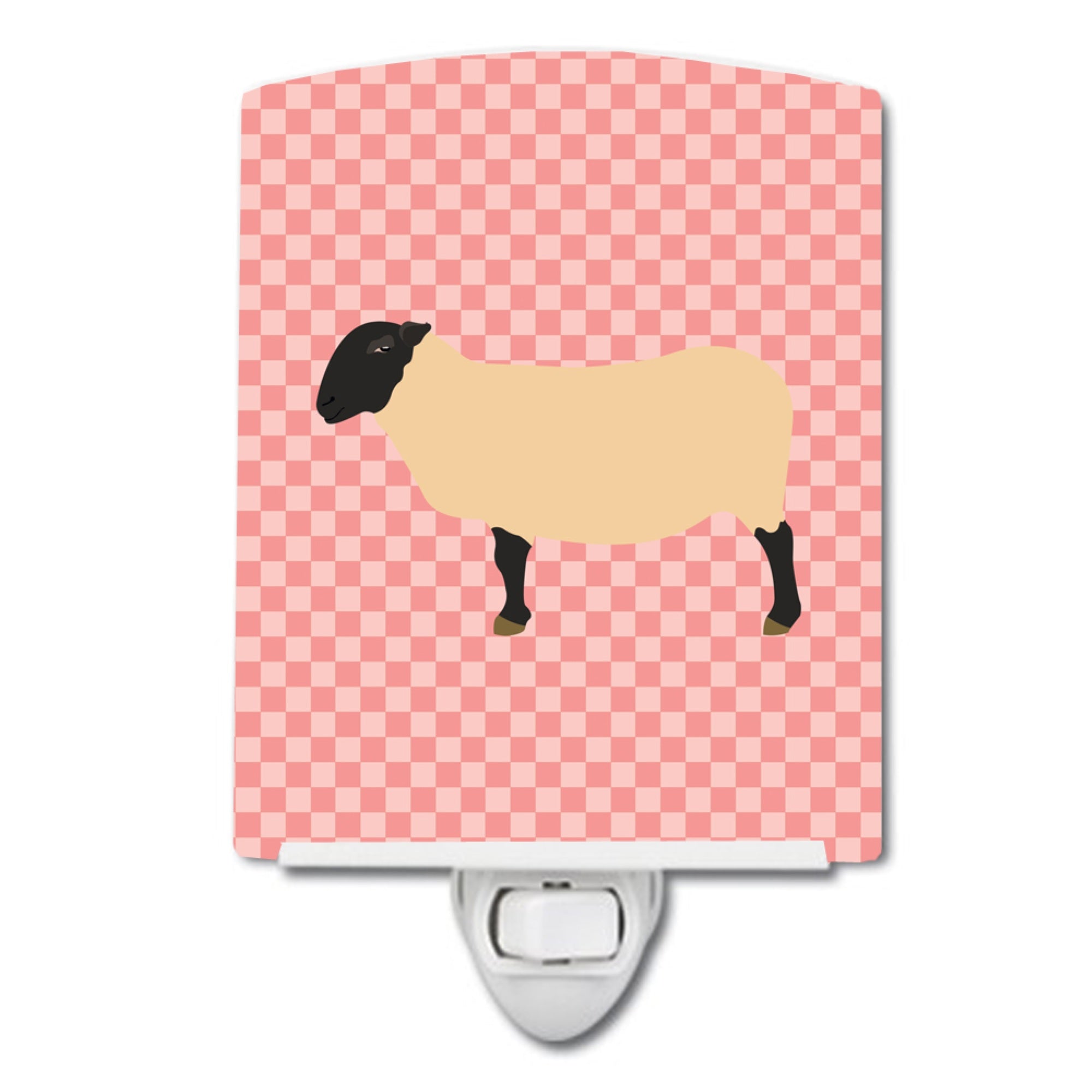  inchCarolines Treasures Suffolk Sheep Pink Check Ceramic Night Light, 6x4, Multicolor inch
