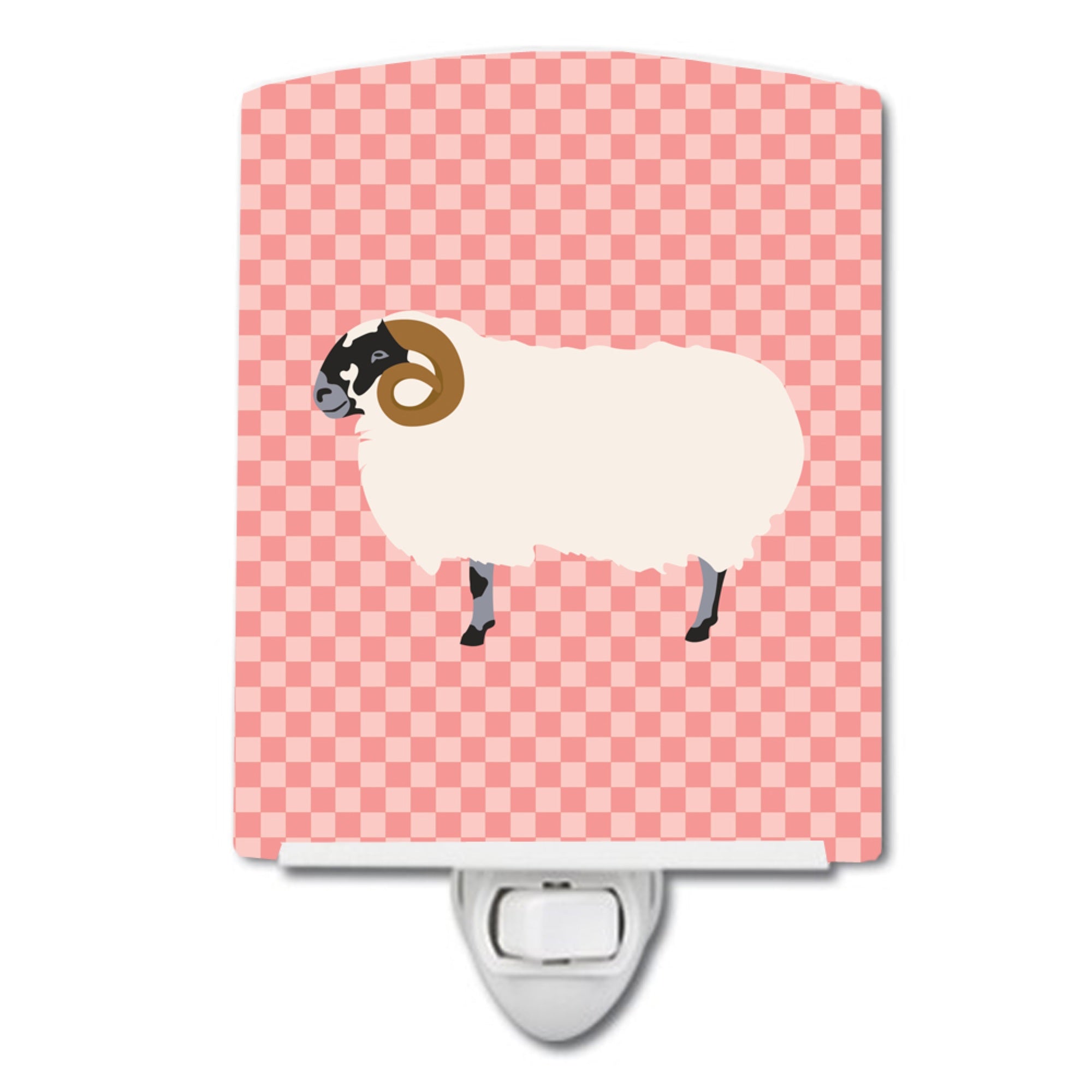  inchCarolines Treasures Scottish Blackface Sheep Pink Check Ceramic Night Light, 6x4, Multicolor inch