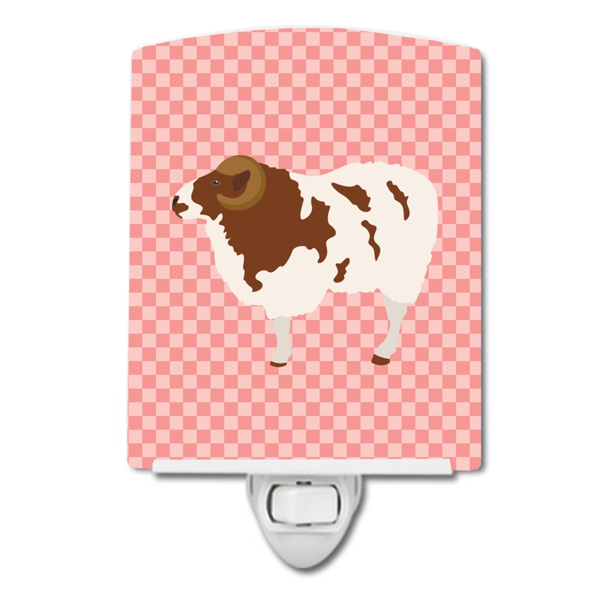  inchCarolines Treasures Jacob Sheep Pink Check Ceramic Night Light, 6x4, Multicolor inch