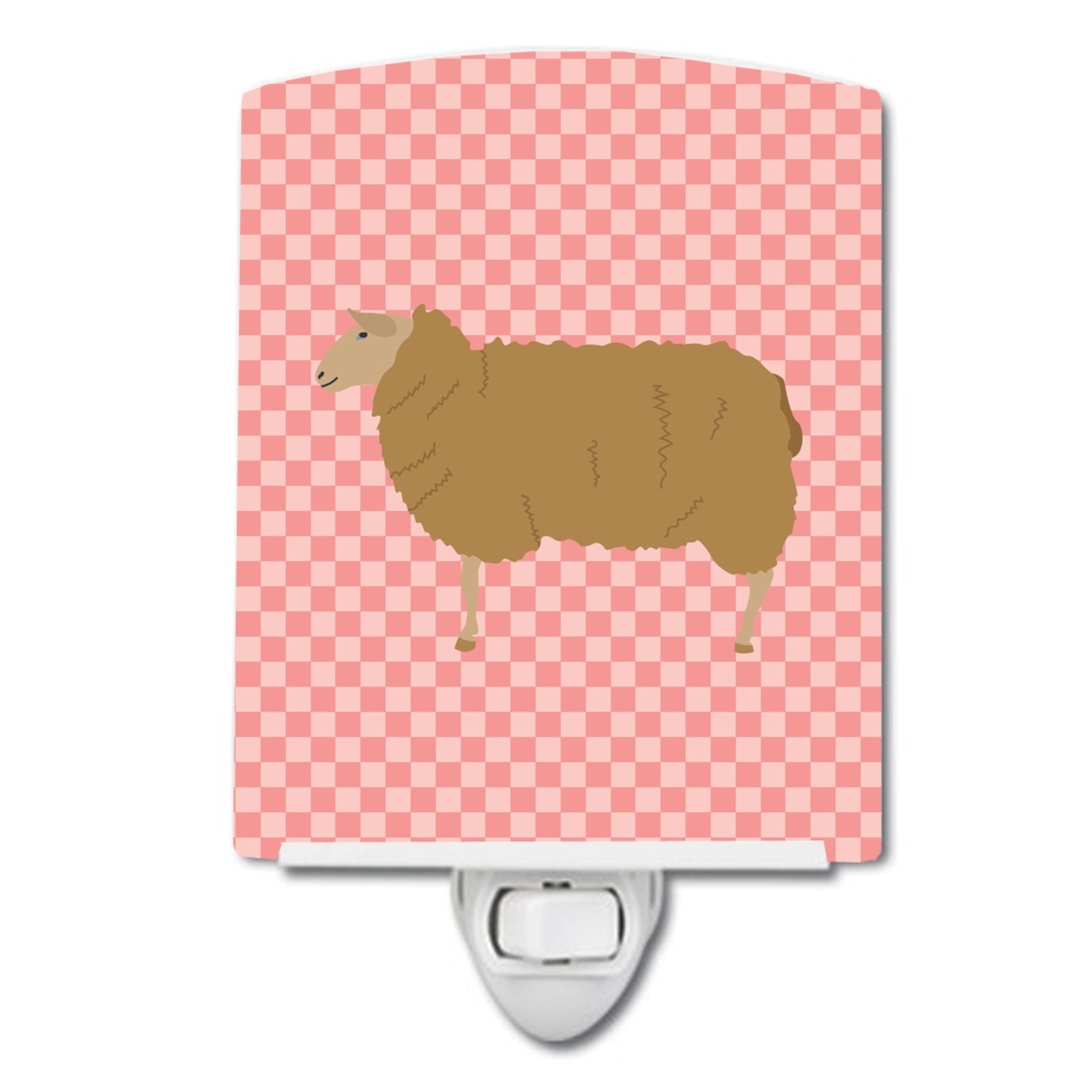  inchCarolines Treasures East Friesian Sheep Pink Check Ceramic Night Light, 6x4, Multicolor inch