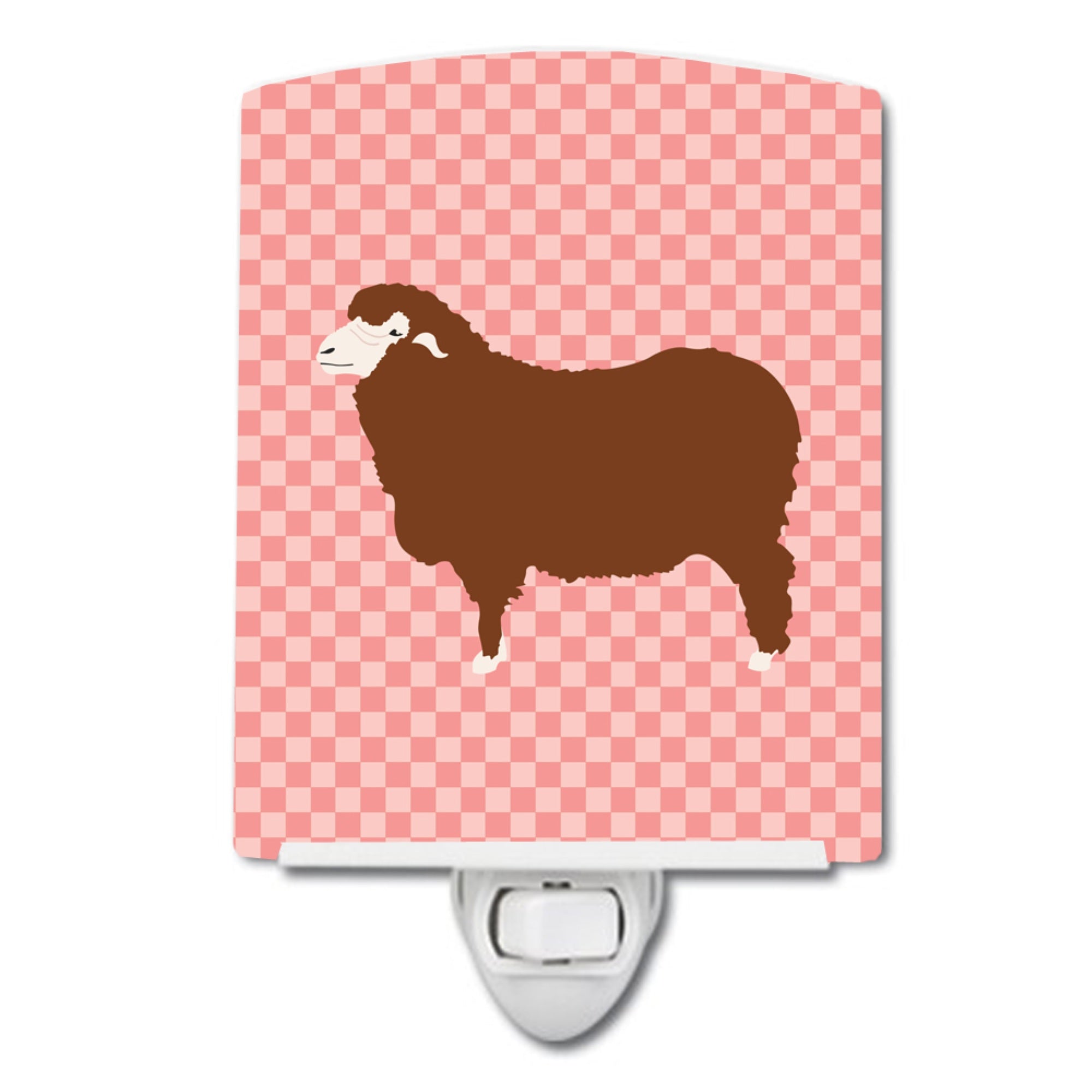  inchCarolines Treasures Merino Sheep Pink Check Ceramic Night Light, 6x4, Multicolor inch