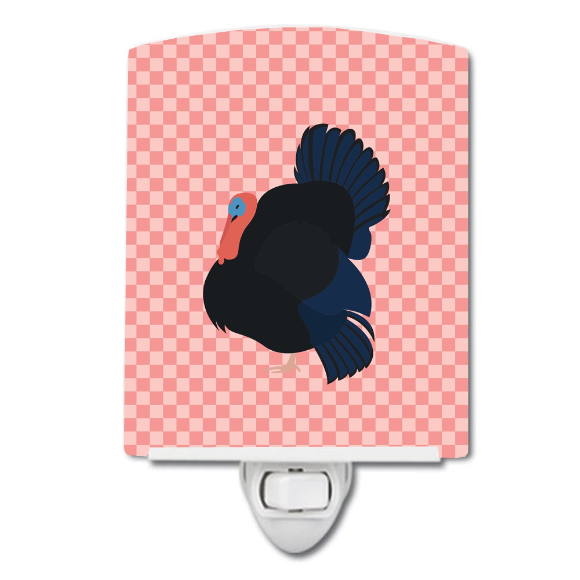  inchCarolines Treasures Norfolk Black Turkey Pink Check Ceramic Night Light, 6x4, Multicolor inch