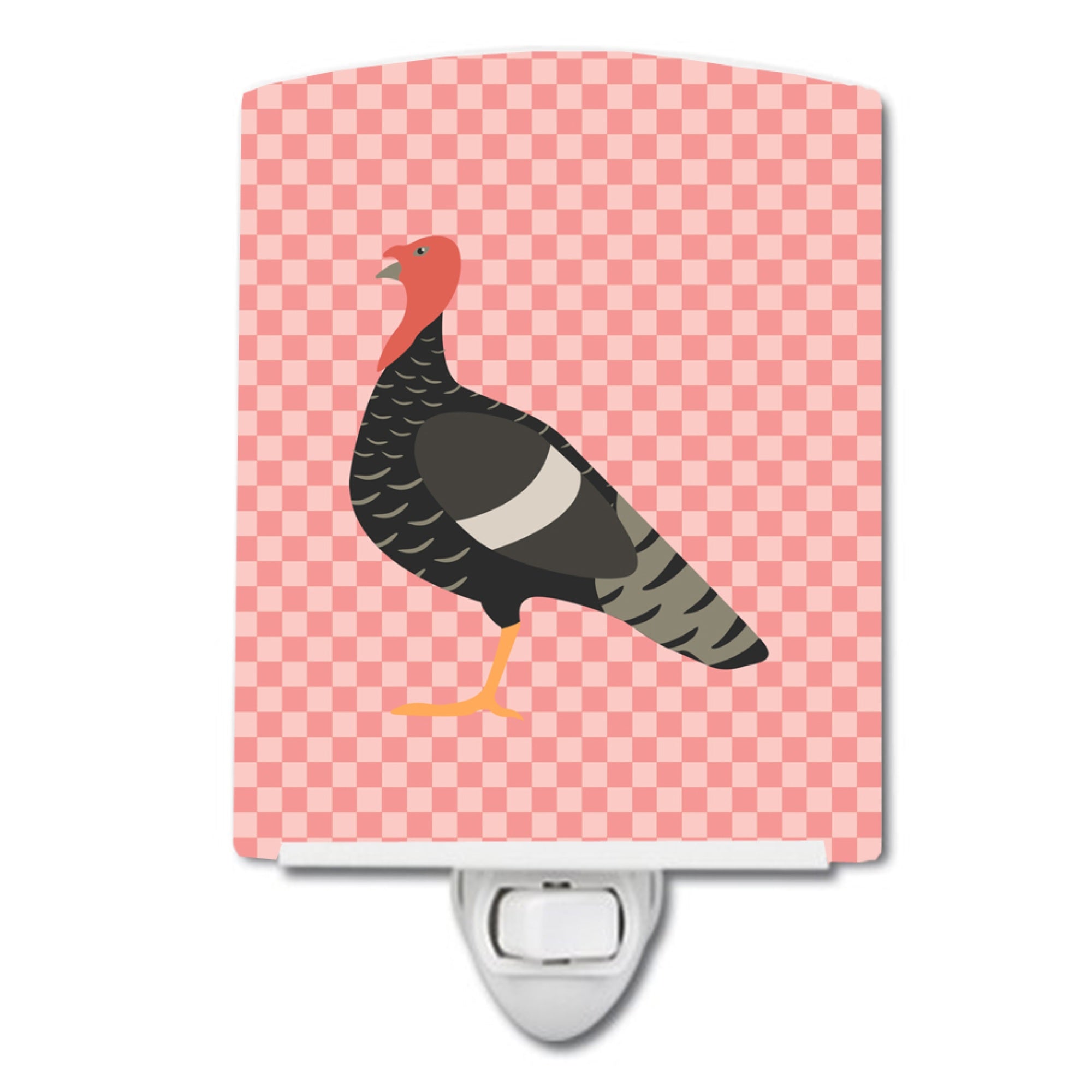  inchCarolines Treasures Marragansett Turkey Pink Check Ceramic Night Light, 6x4, Multicolor inch