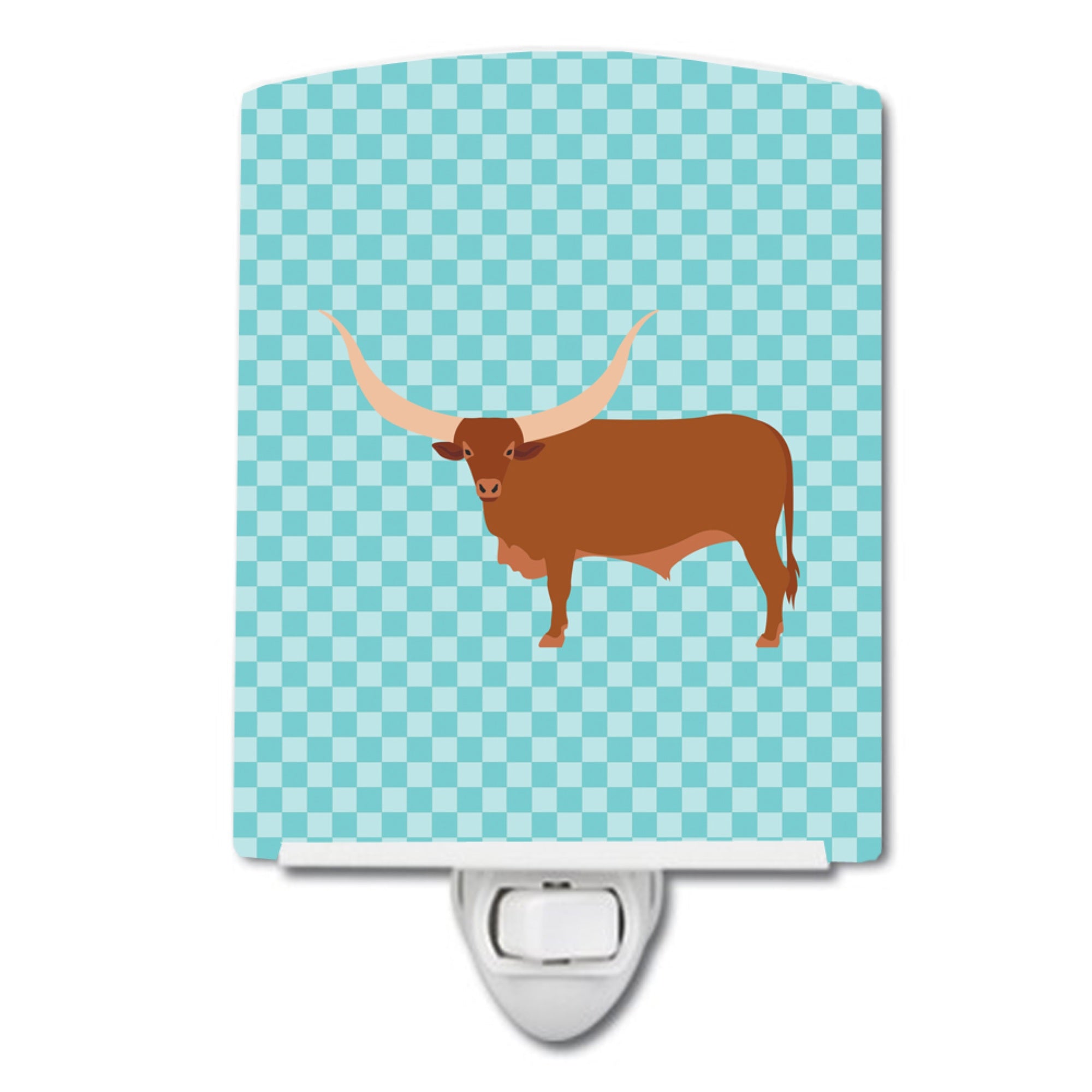  inchCarolines Treasures AnkoleWatusu Cow Blue Check Ceramic Night Light, 6x4, Multicolor inch