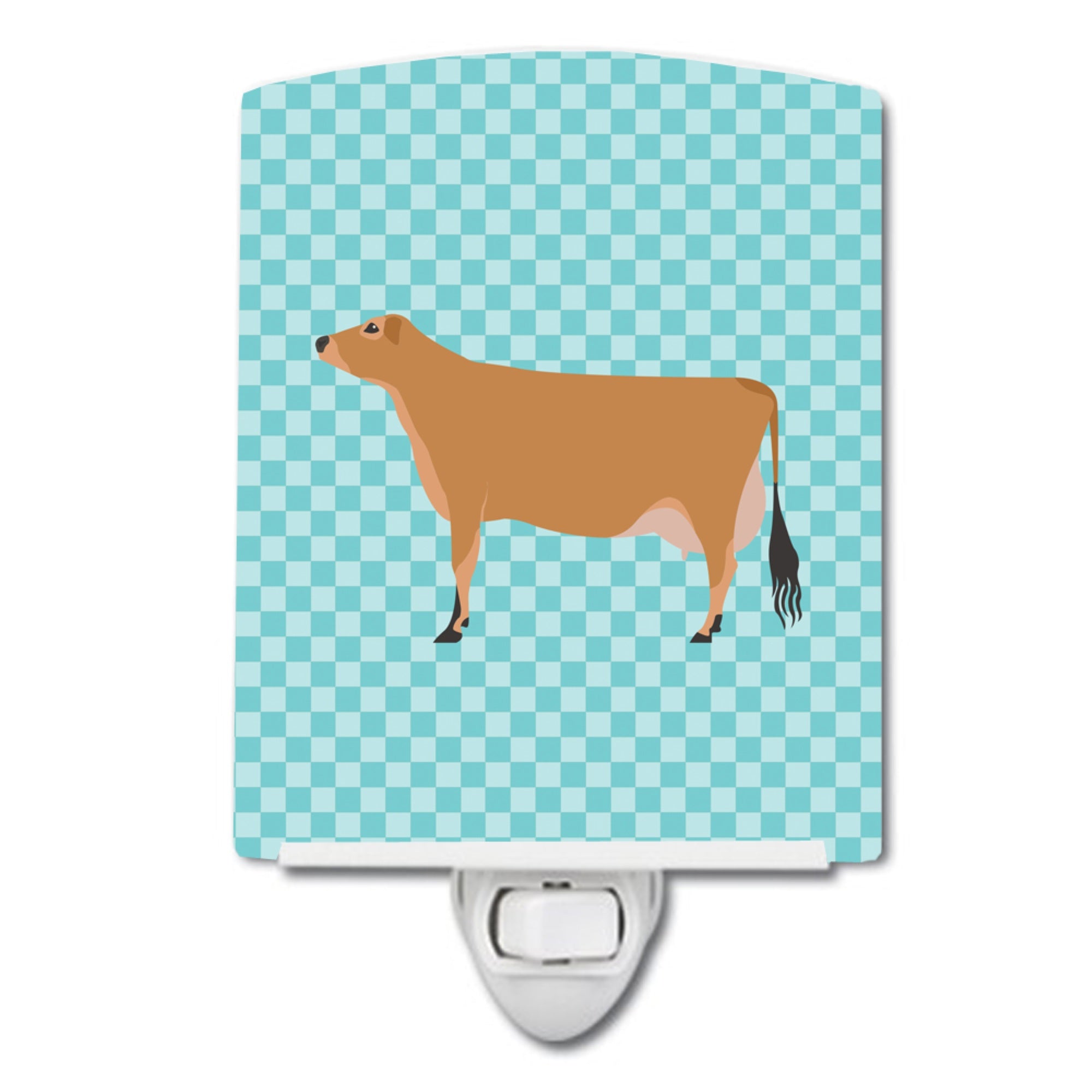  inchCarolines Treasures Jersey Cow Blue Check Ceramic Night Light, 6x4, Multicolor inch