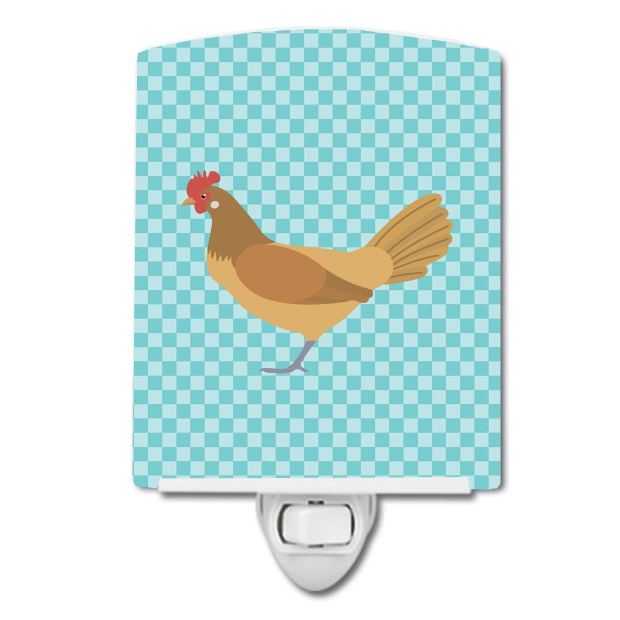  inchCarolines Treasures Frisian Friesian Chicken Blue Check Ceramic Night Light, 6x4, Multicolor inch