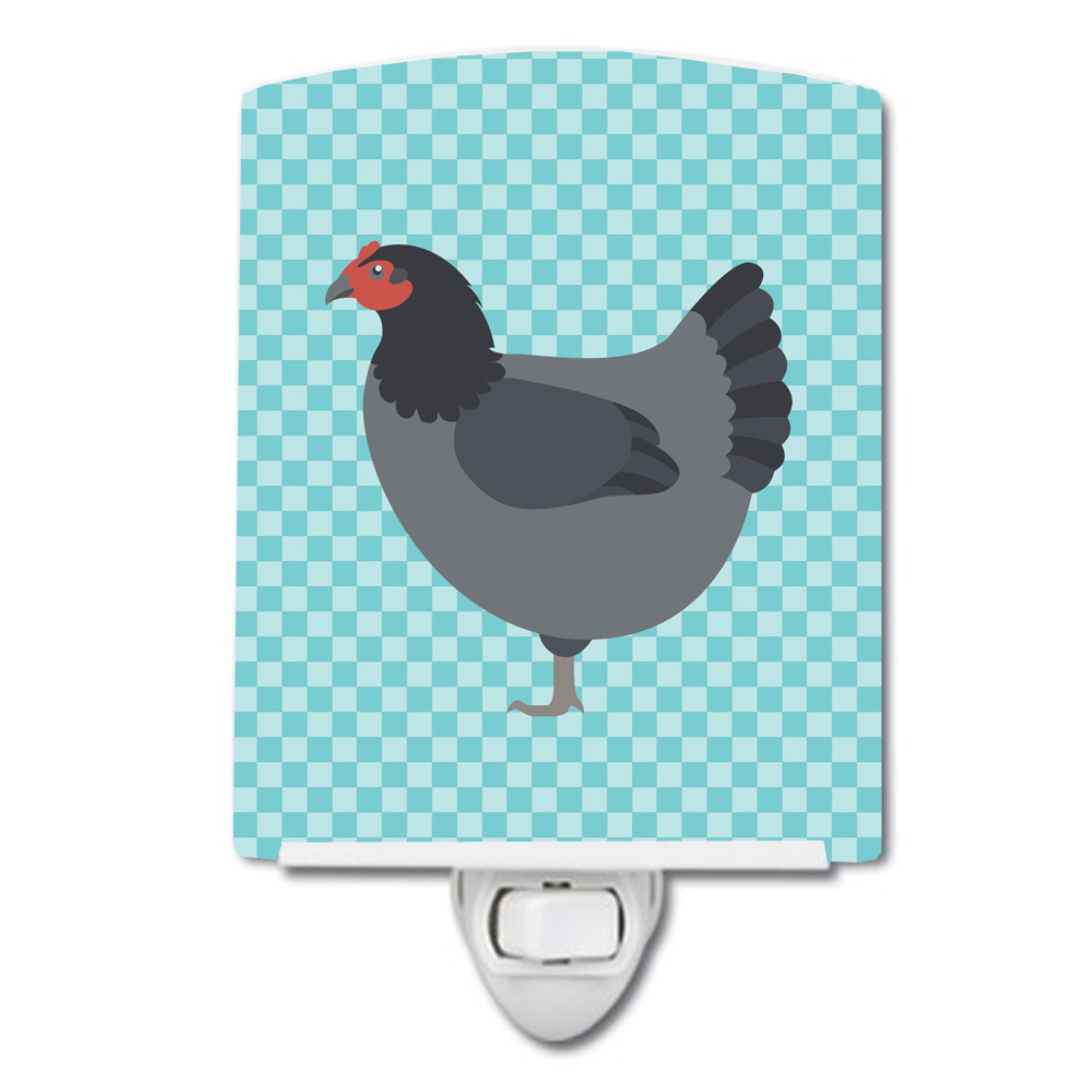  inchCarolines Treasures Jersey Giant Chicken Blue Check Ceramic Night Light, 6x4, Multicolor inch