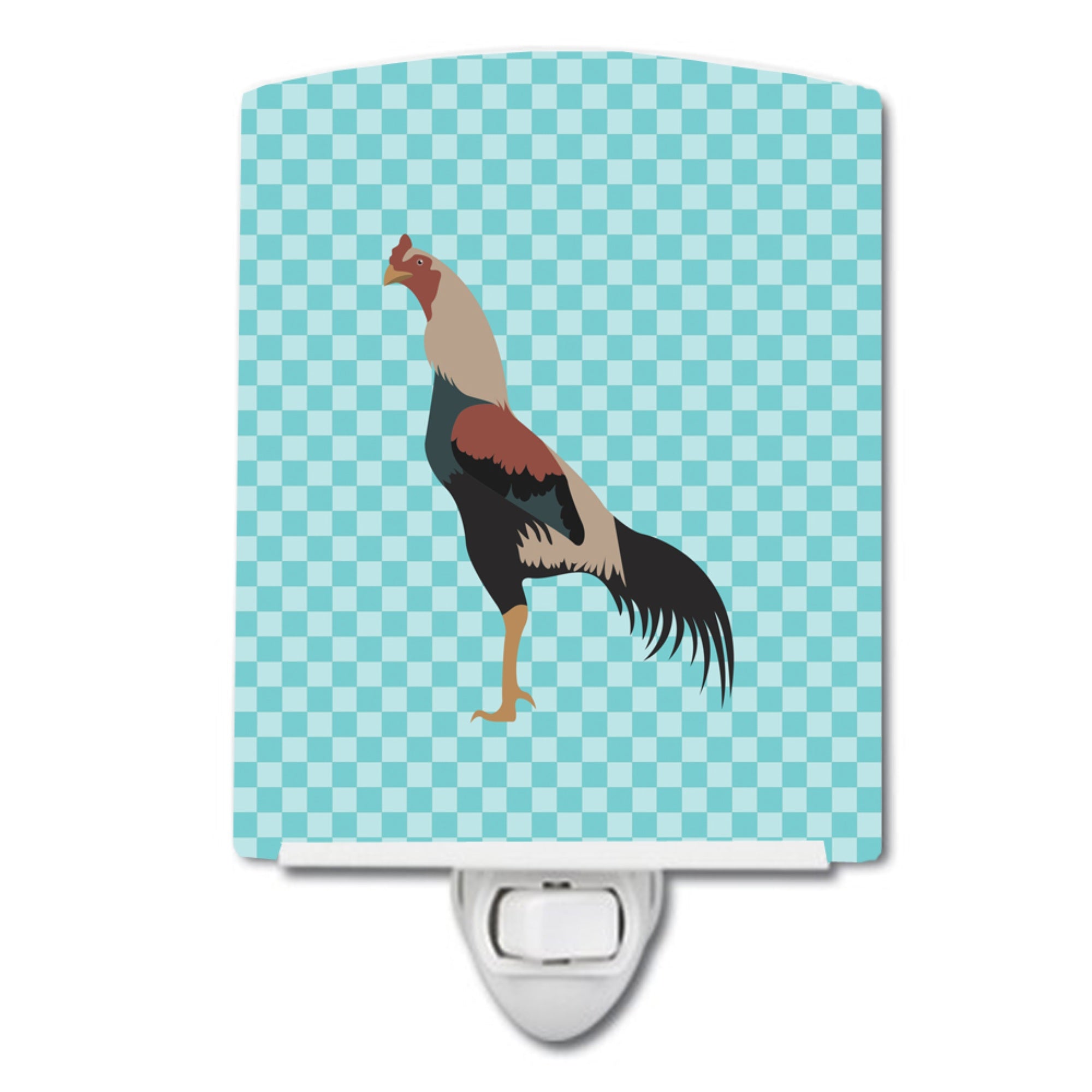  inchCarolines Treasures Kulang Chicken Blue Check Ceramic Night Light, 6x4, Multicolor inch