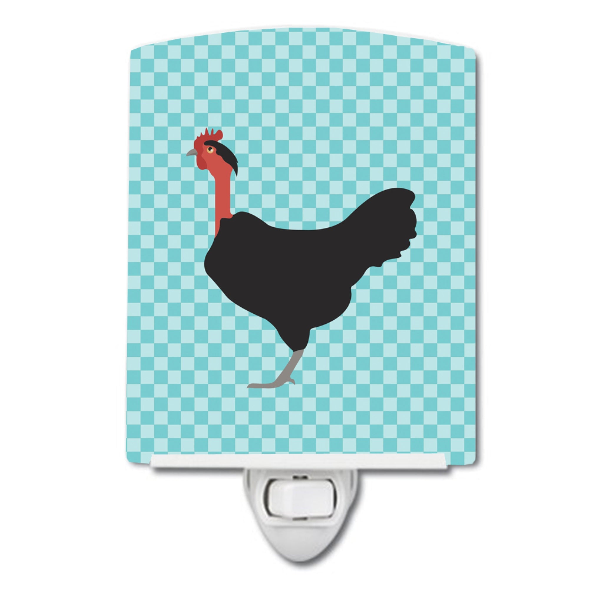  inchCarolines Treasures Naked Neck Chicken Blue Check Ceramic Night Light, 6x4, Multicolor inch