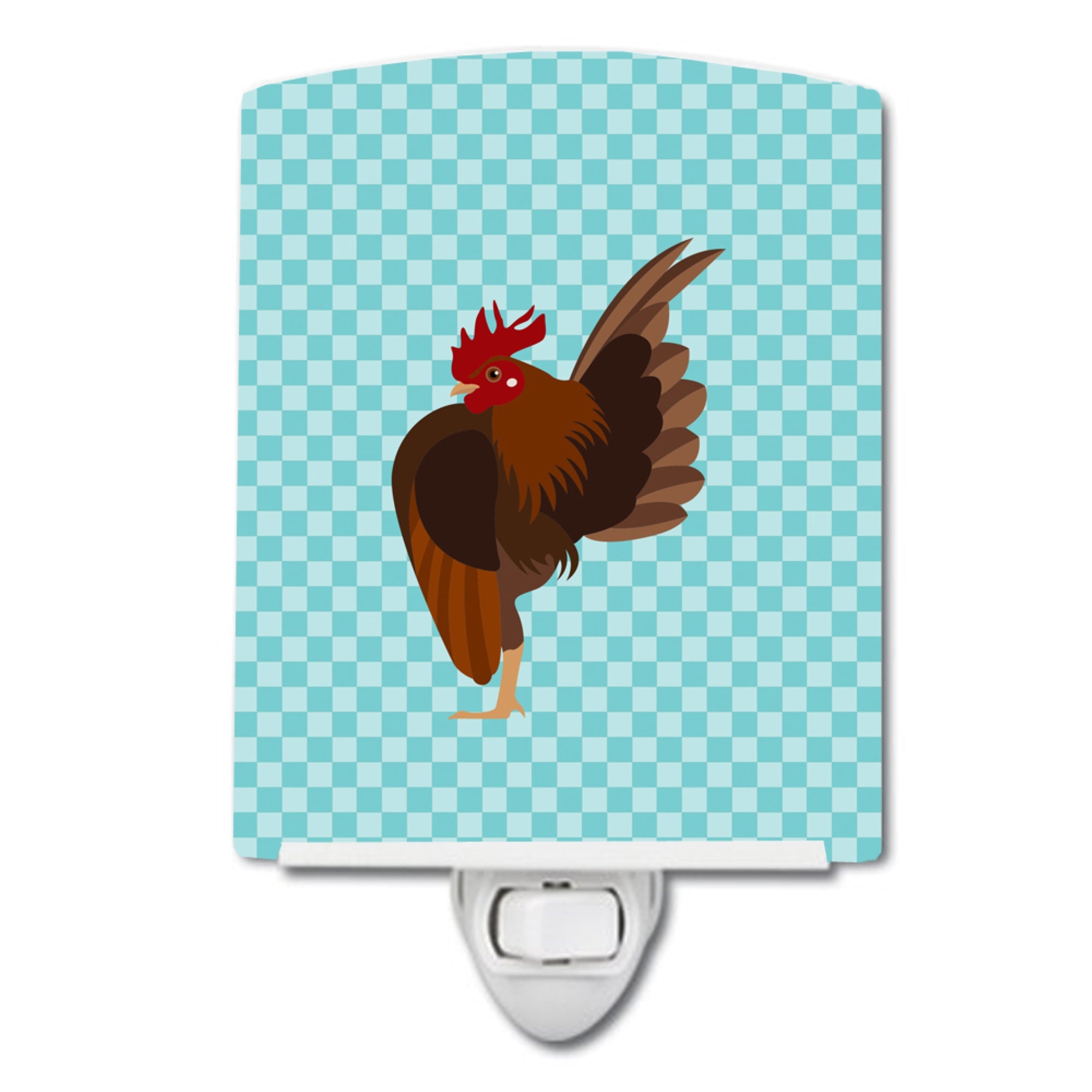  inchCarolines Treasures Malaysian Serama Chicken Blue Check Ceramic Night Light, 6x4, Multicolor inch