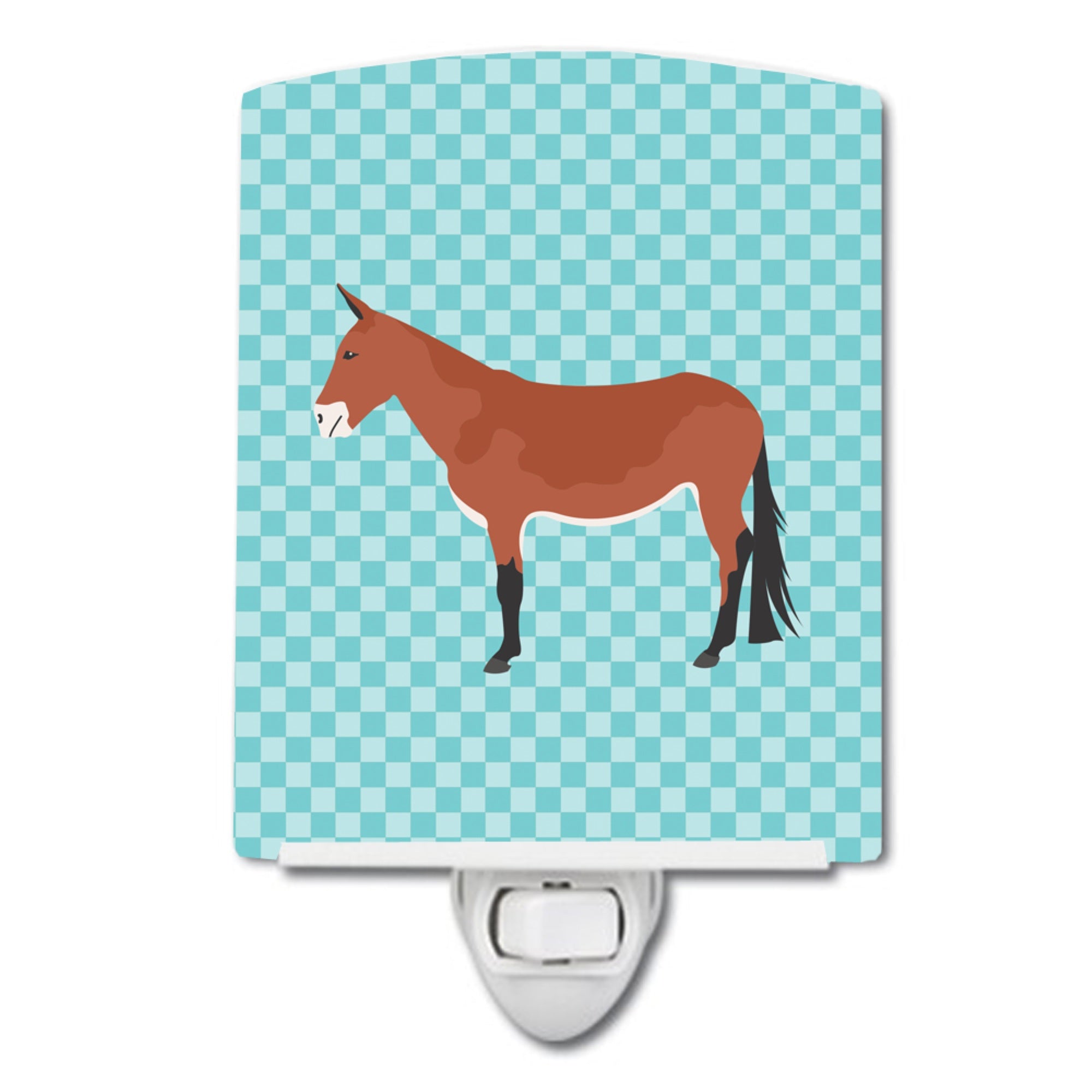  inchCarolines Treasures Mule Blue Check Ceramic Night Light, 6x4, Multicolor inch