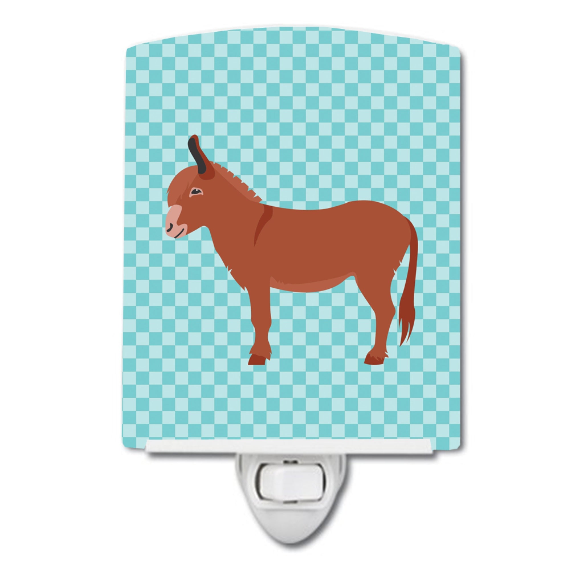  inchCarolines Treasures Irish Donkey Blue Check Ceramic Night Light, 6x4, Multicolor inch