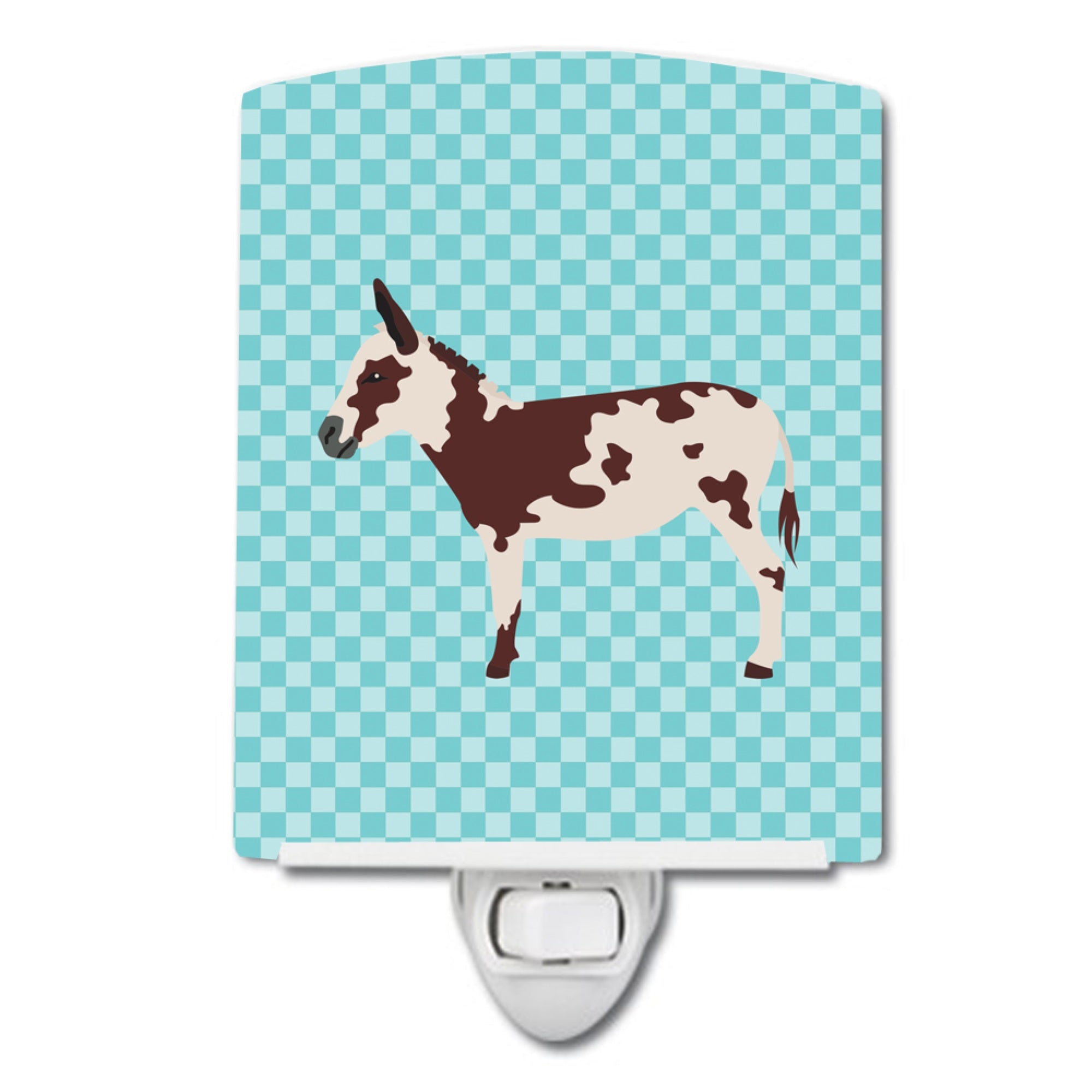  inchCarolines Treasures American Spotted Donkey Blue Check Ceramic Night Light, 6x4, Multicolor inch