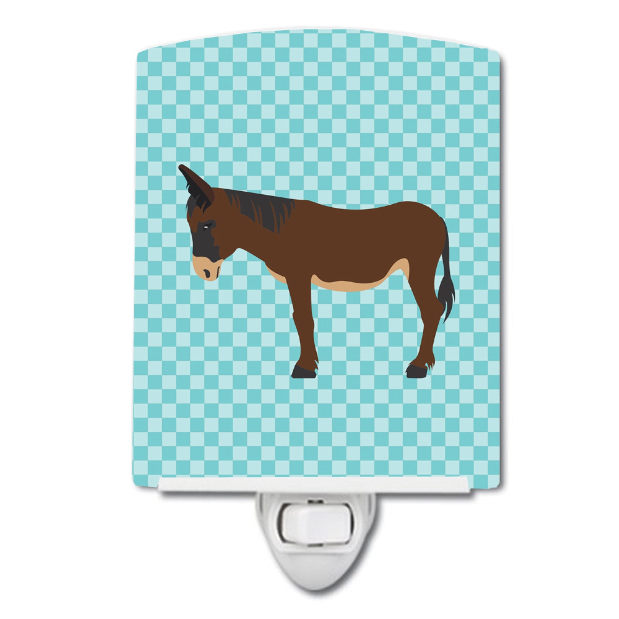  inchCarolines Treasures ZamoranoLeones Donkey Blue Check Ceramic Night Light, 6x4, Multicolor inch