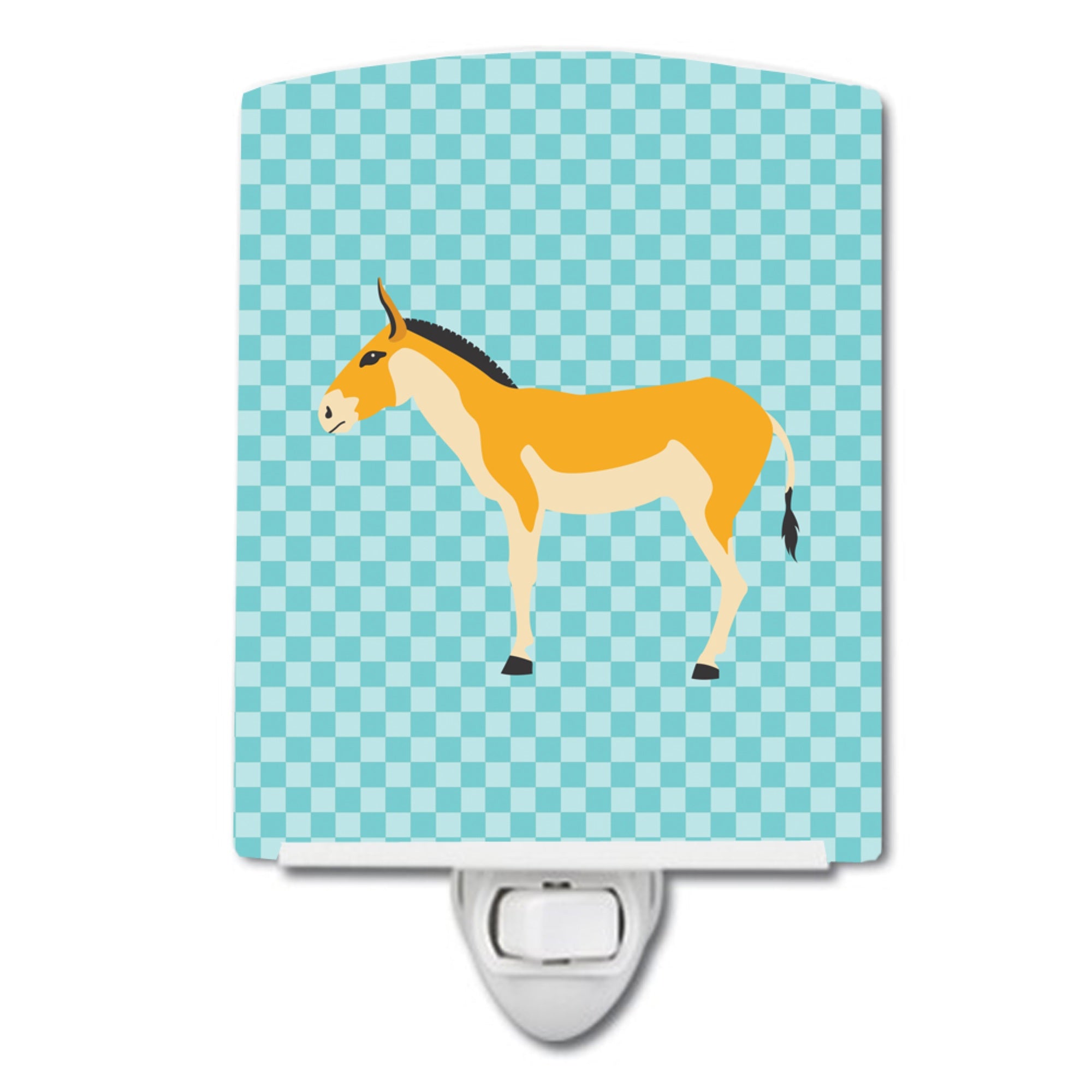  inchCarolines Treasures Turkmenian Kulan Donkey Blue Check Ceramic Night Light, 6x4, Multicolor inch
