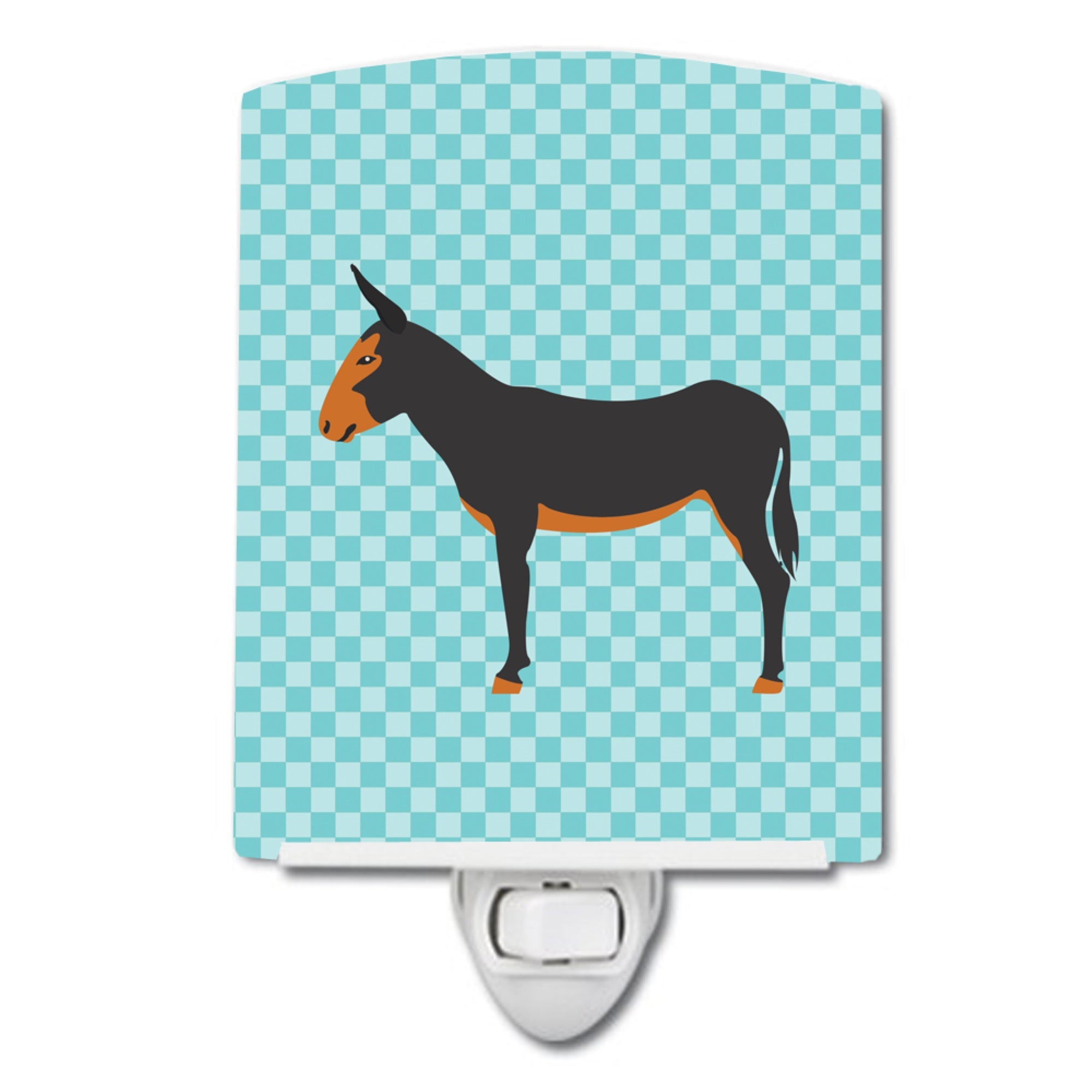  inchCarolines Treasures Catalan Donkey Blue Check Ceramic Night Light, 6x4, Multicolor inch