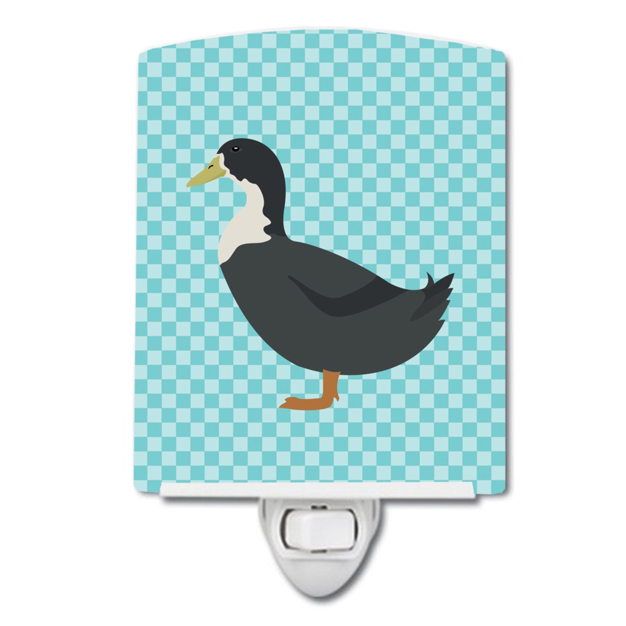  inchCarolines Treasures Swedish Duck Blue Check Ceramic Night Light, 6x4, Multicolor inch