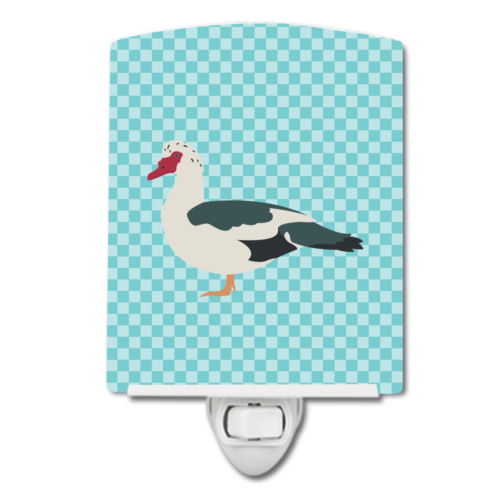  inchCarolines Treasures Muscovy Duck Blue Check Ceramic Night Light, 6x4, Multicolor inch
