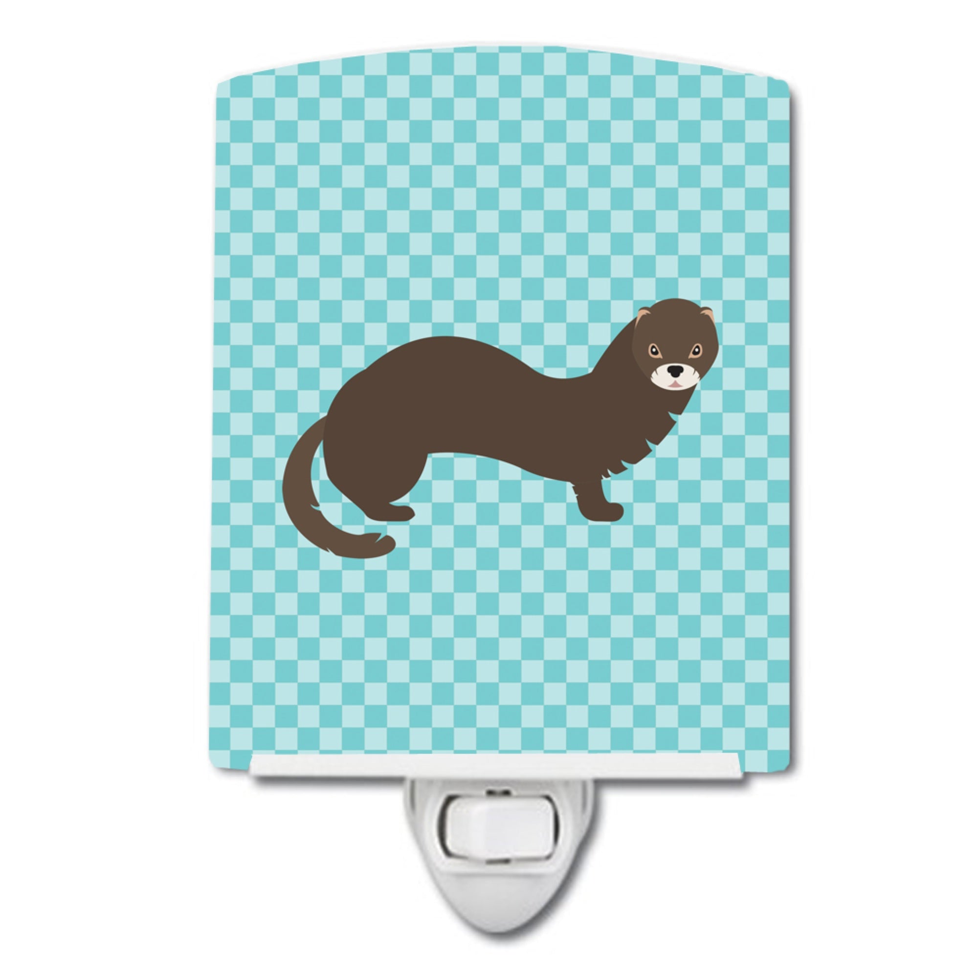 inchCarolines Treasures Russian or European Mink Blue Check Ceramic Night Light, 6x4, Multicolor inch