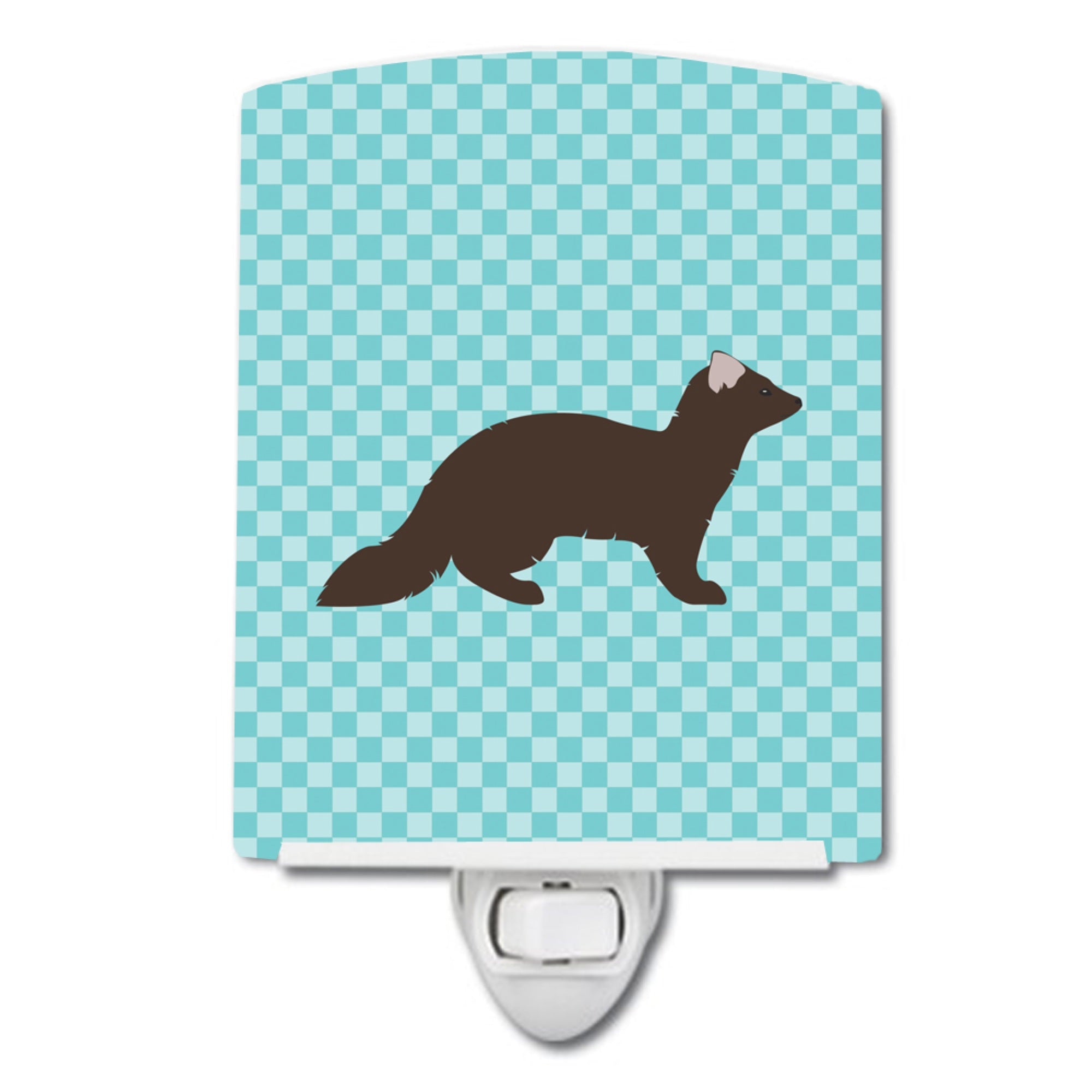  inchCarolines Treasures Sable Marten Blue Check Ceramic Night Light, 6x4, Multicolor inch