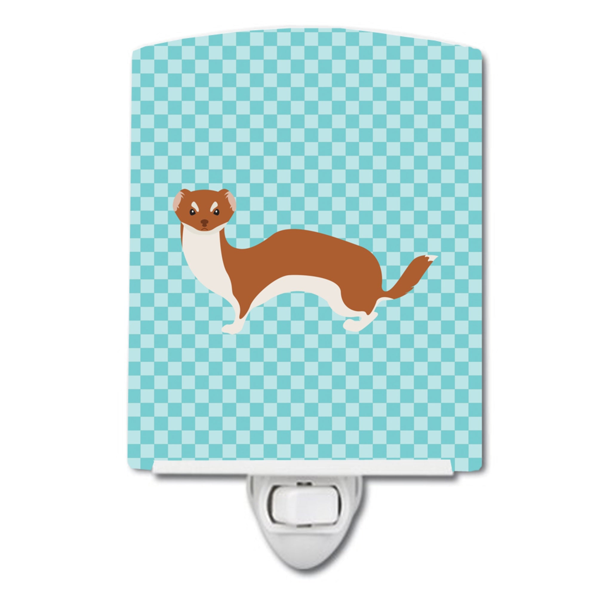  inchCarolines Treasures Weasel Blue Check Ceramic Night Light, 6x4, Multicolor inch