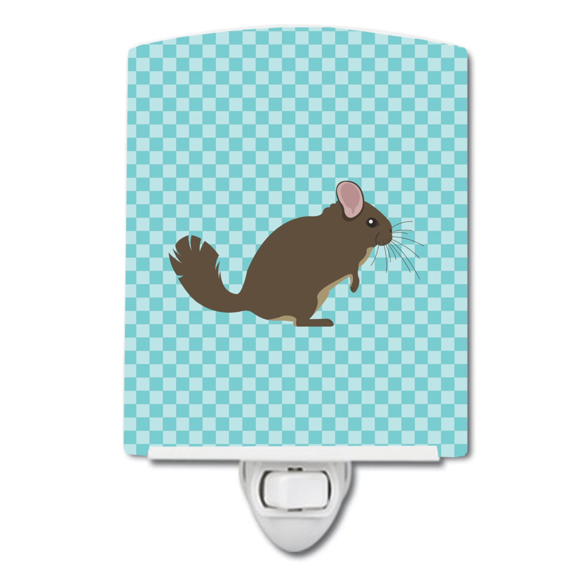  inchCarolines Treasures Chinchilla Blue Check Ceramic Night Light, 6x4, Multicolor inch