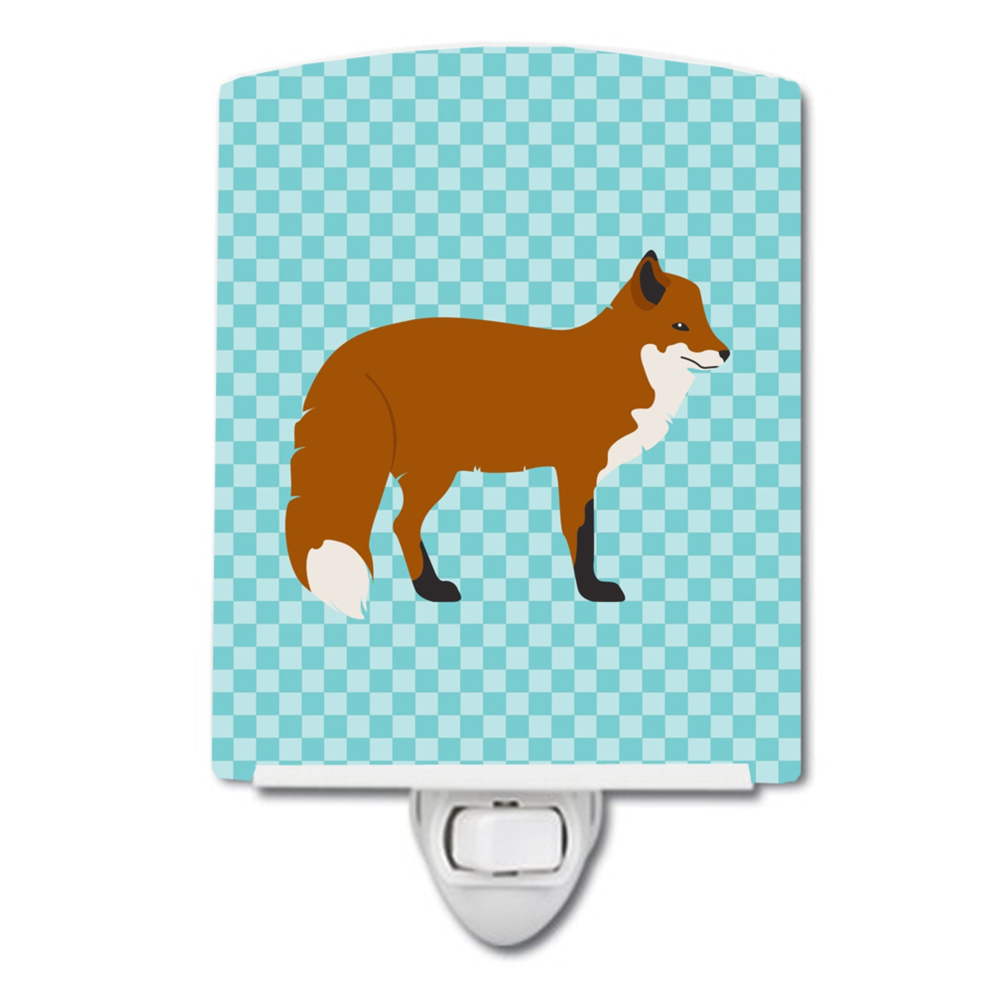  inchCarolines Treasures Red Fox Blue Check Ceramic Night Light, 6x4, Multicolor inch