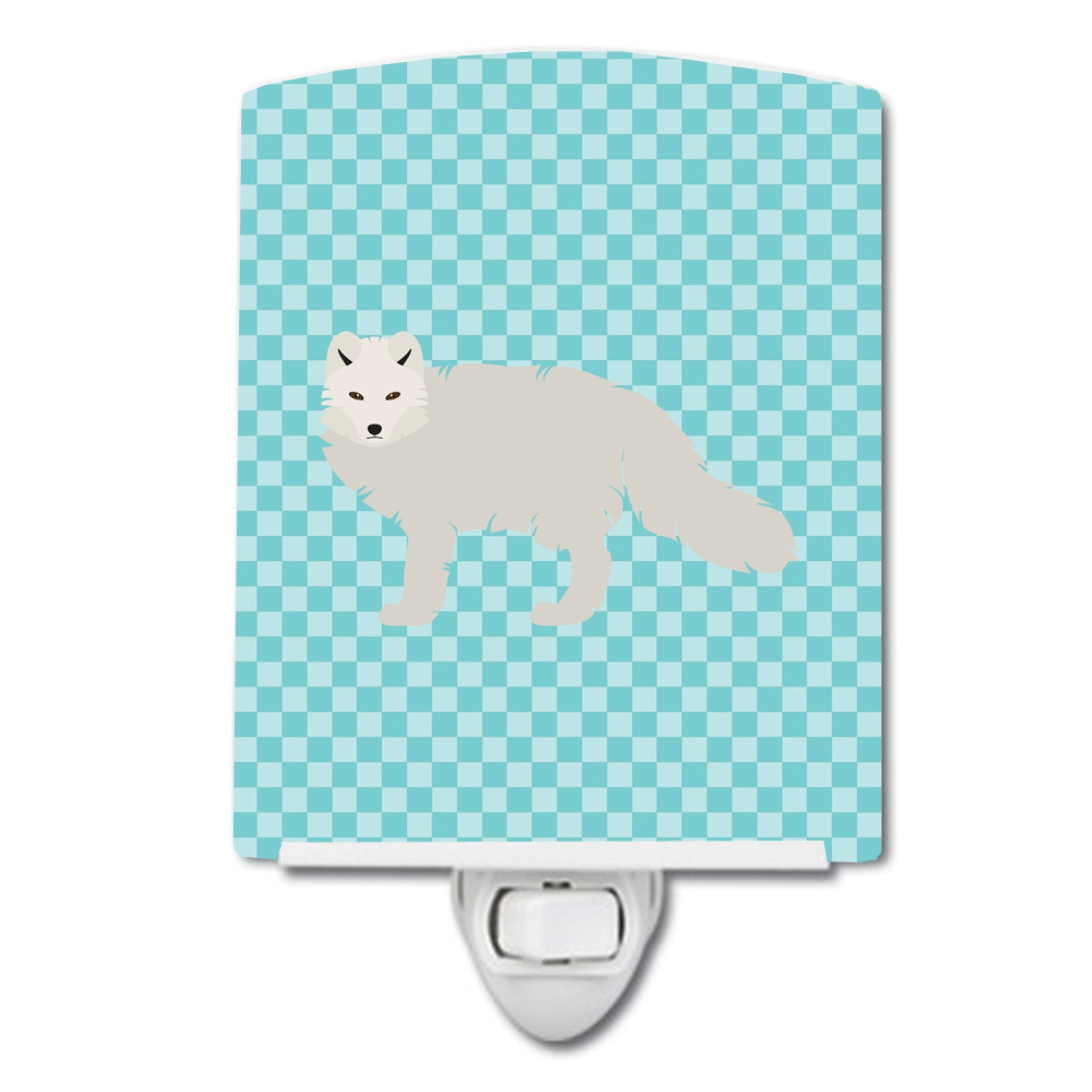  inchCarolines Treasures White Arctic Fox Blue Check Ceramic Night Light, 6x4, Multicolor inch