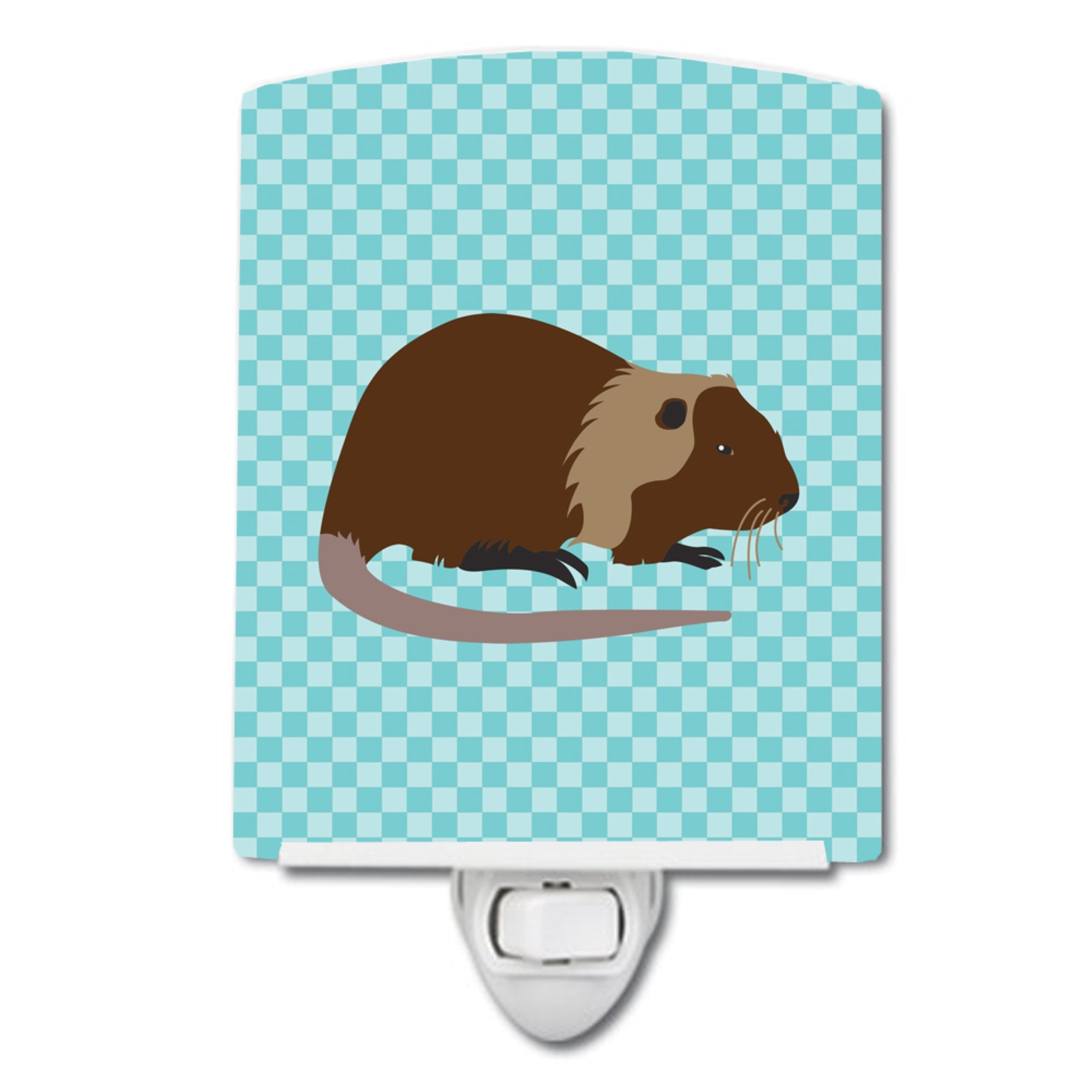  inchCarolines Treasures Coypu Nutria River Rat Blue Check Ceramic Night Light, 6x4, Multicolor inch